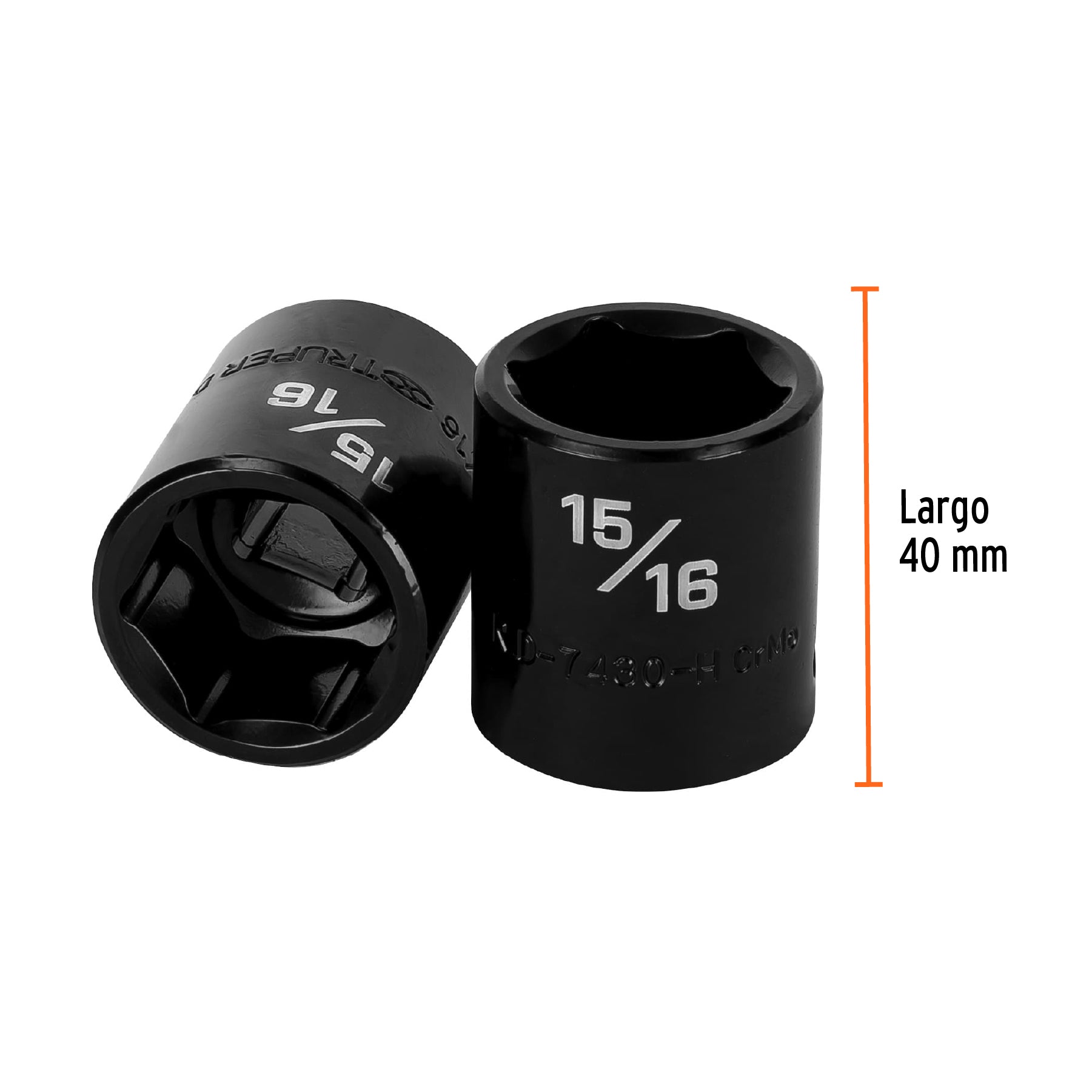 Dado de impacto, 6 puntas, cuadro 1/2" de 15/16"