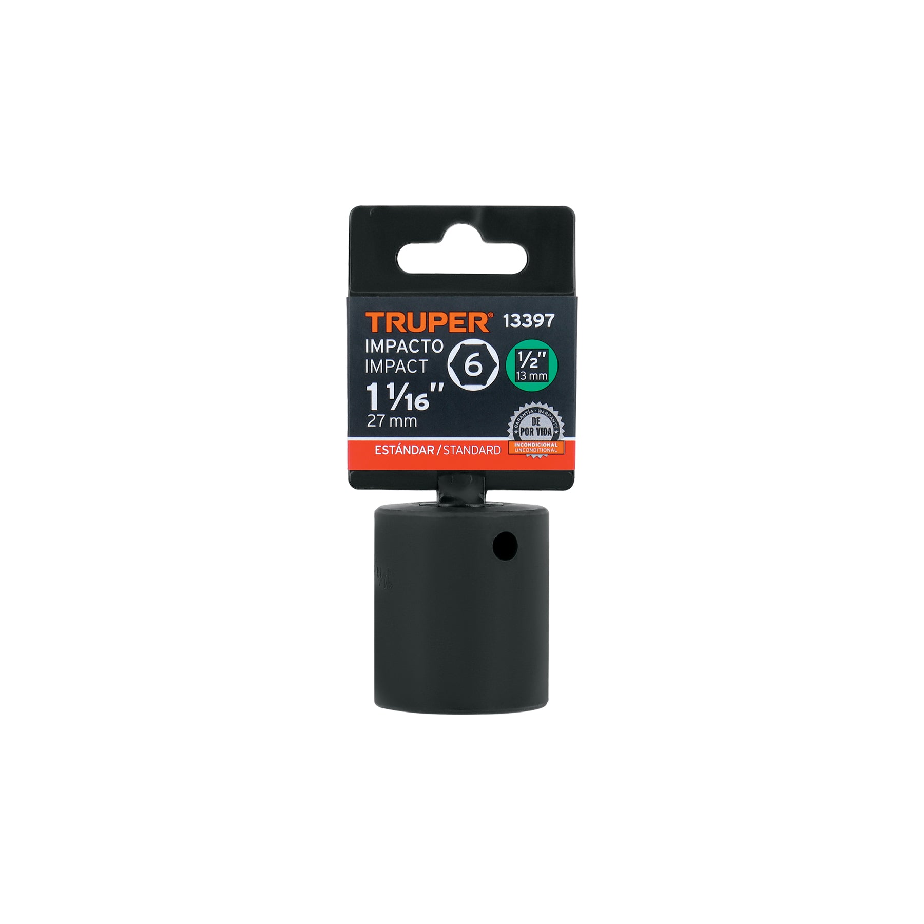 Dado de impacto, 6 puntas, cuadro 1/2" de 1-1/16"