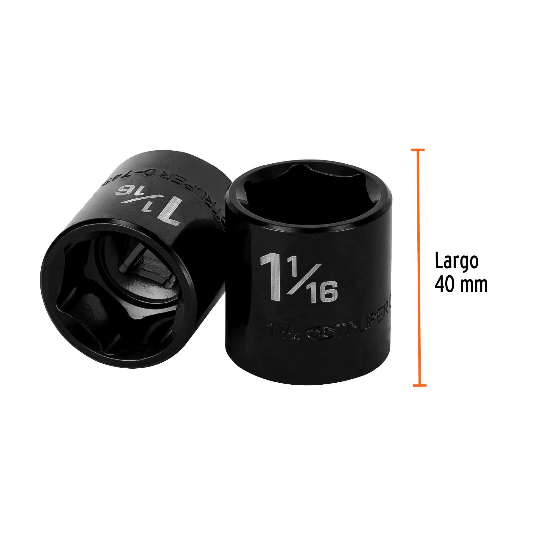 Dado de impacto, 6 puntas, cuadro 1/2" de 1-1/16"
