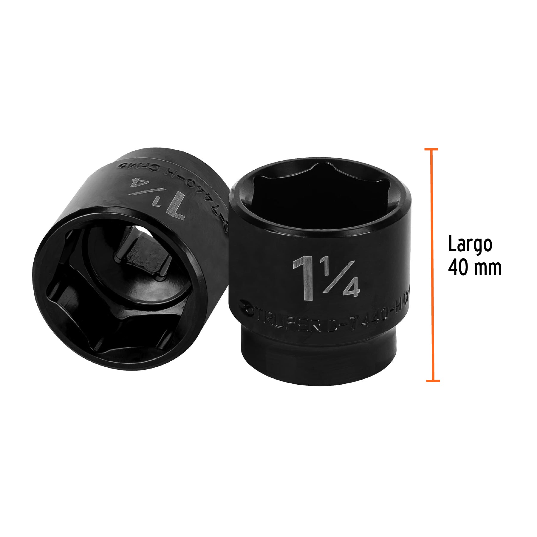 Dado de impacto, 6 puntas, cuadro 1/2" de 1-1/4"