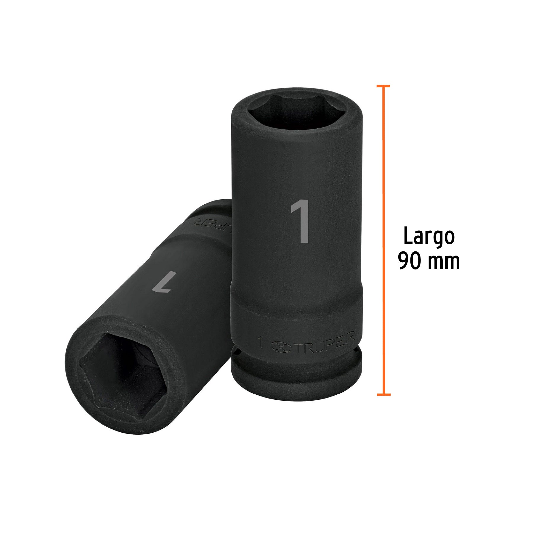 Dado impacto, largo, 6 puntas, cuadro 3/4" de 1"