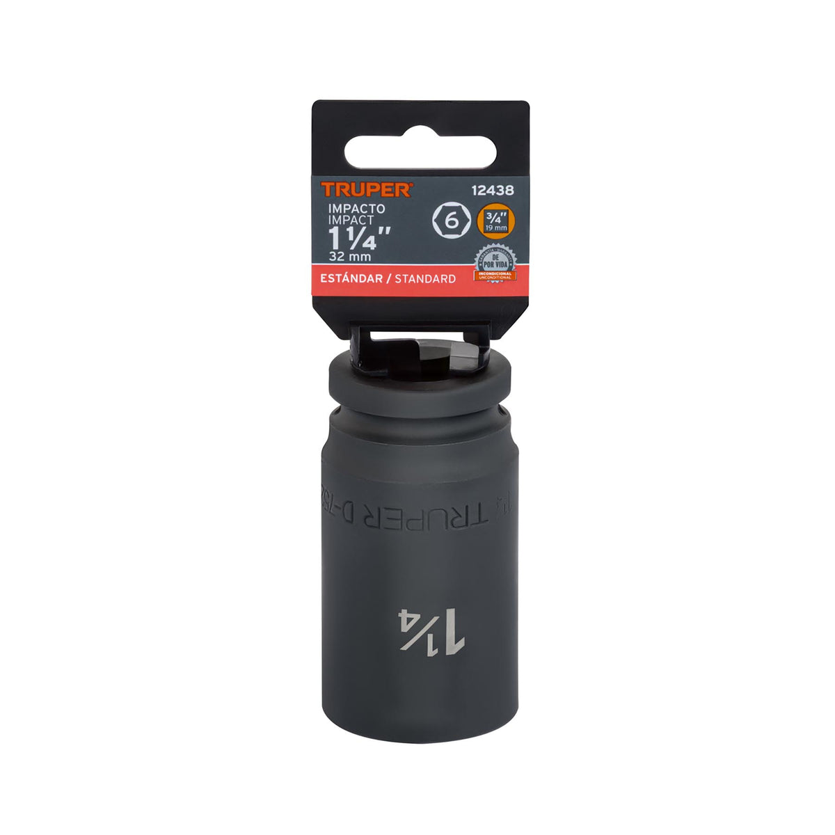 Dado impacto, largo, 6 puntas, cuadro 3/4" de 1-1/4"