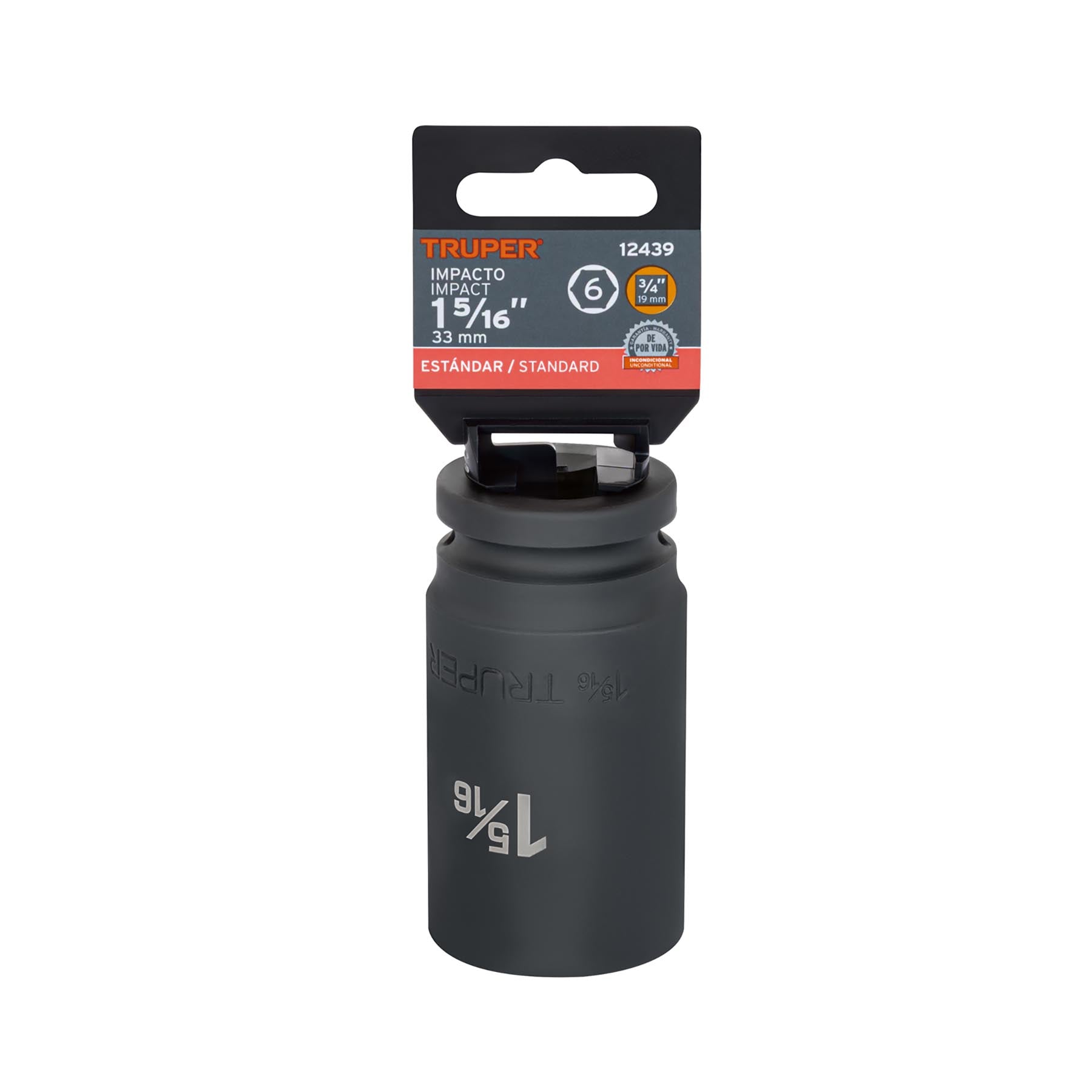 Dado impacto, largo, 6 puntas, cuadro 3/4" de 1-5/16"