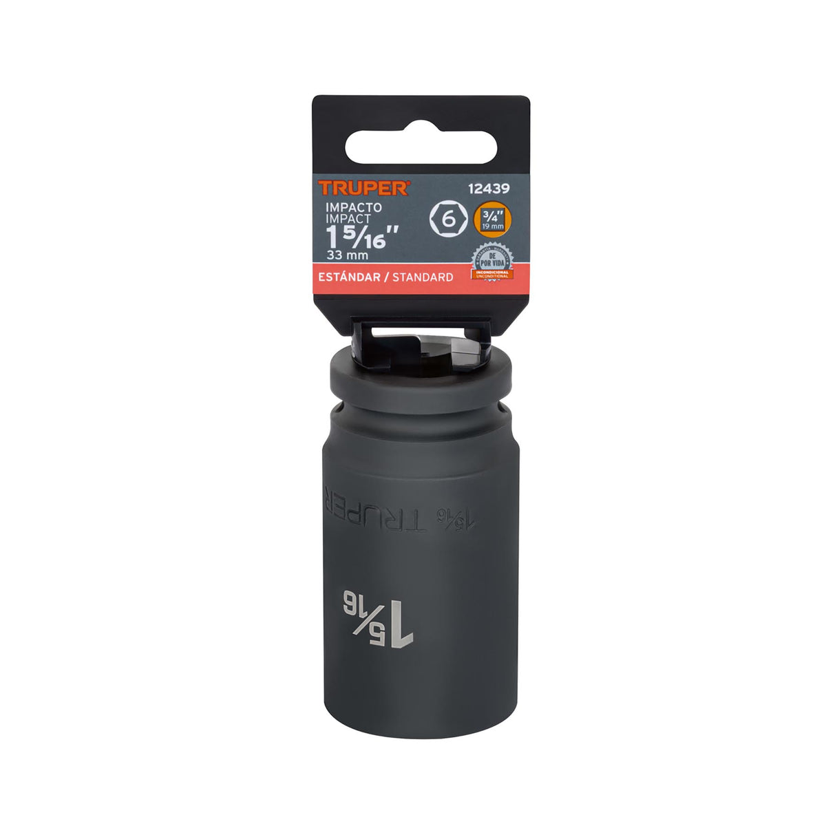 Dado impacto, largo, 6 puntas, cuadro 3/4" de 1-5/16"