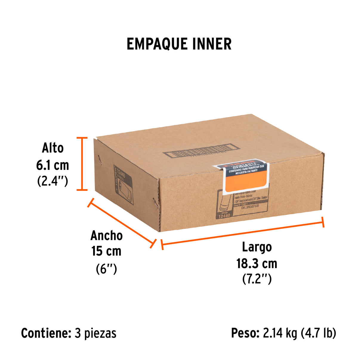 Dado impacto, largo, 6 puntas, cuadro 3/4" de 1-3/8"
