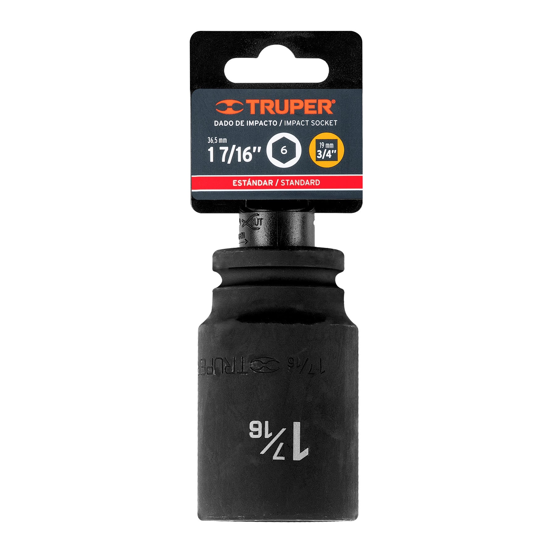 Dado impacto, largo, 6 puntas, cuadro 3/4" de 1-1/2"