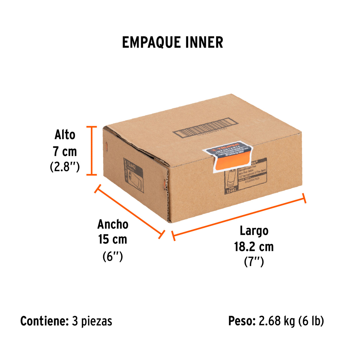 Dado impacto, largo, 6 puntas, cuadro 3/4" de 1-1/2"