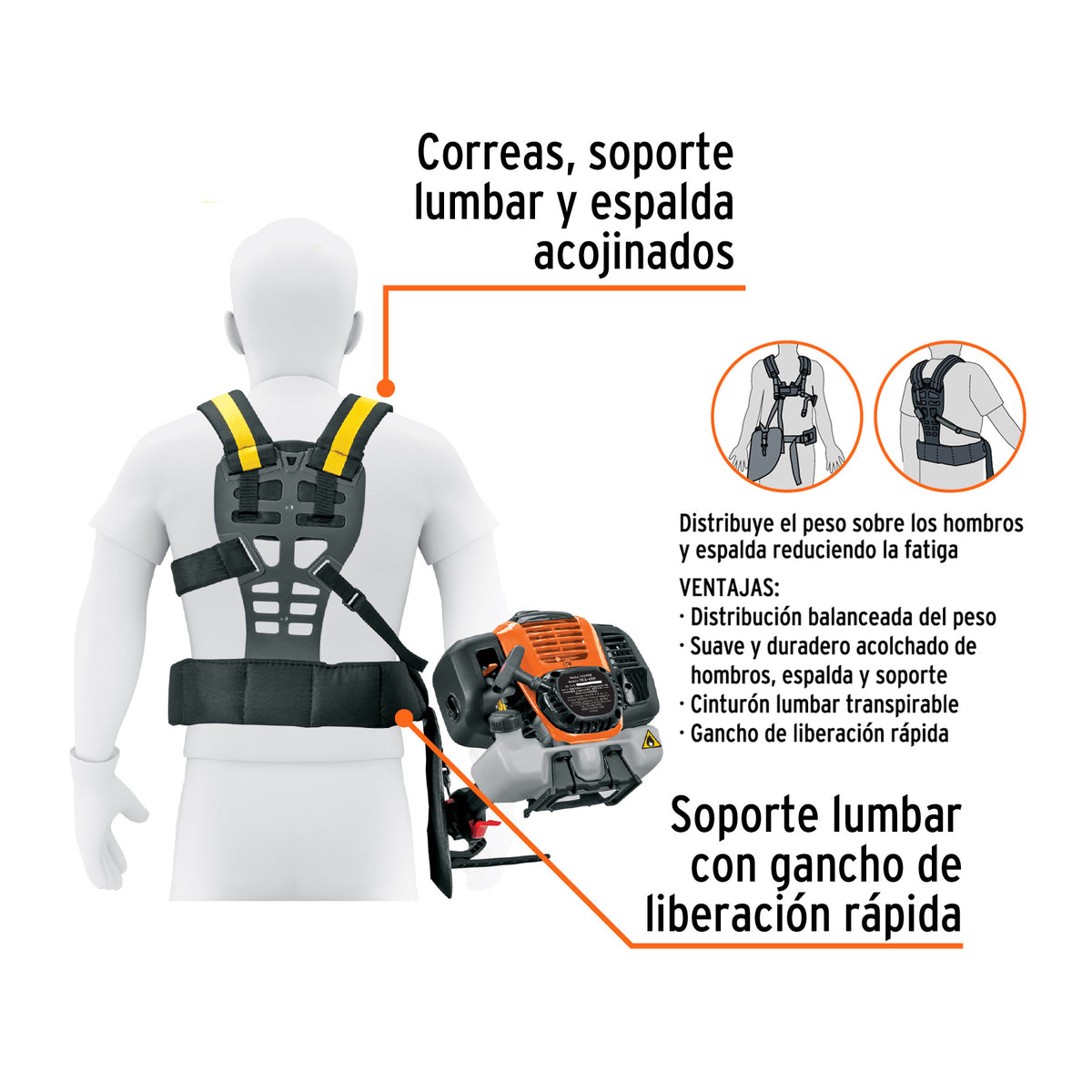 Desbrozadora multifuncional 4 en 1, a gasolina 45 cc, Truper