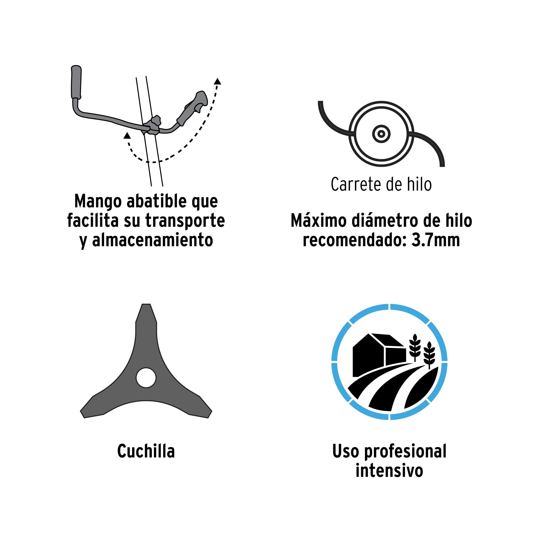 Desmalezadora a gasolina, mango tipo "bici" 52 cc