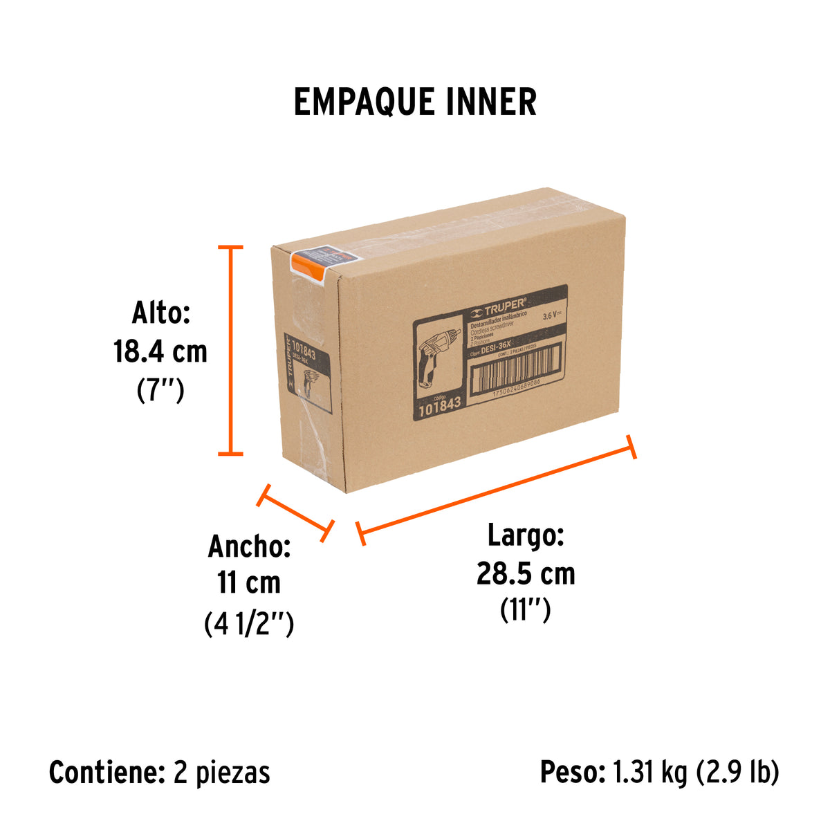 Destornillador profesional inalámbrico,dos posiciones,3.6V