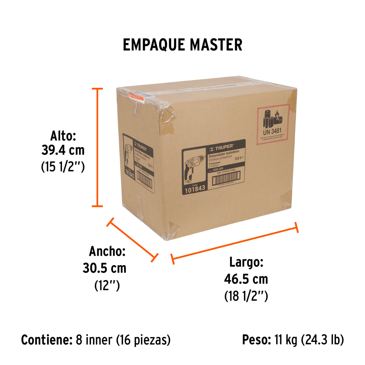 Destornillador profesional inalámbrico,dos posiciones,3.6V