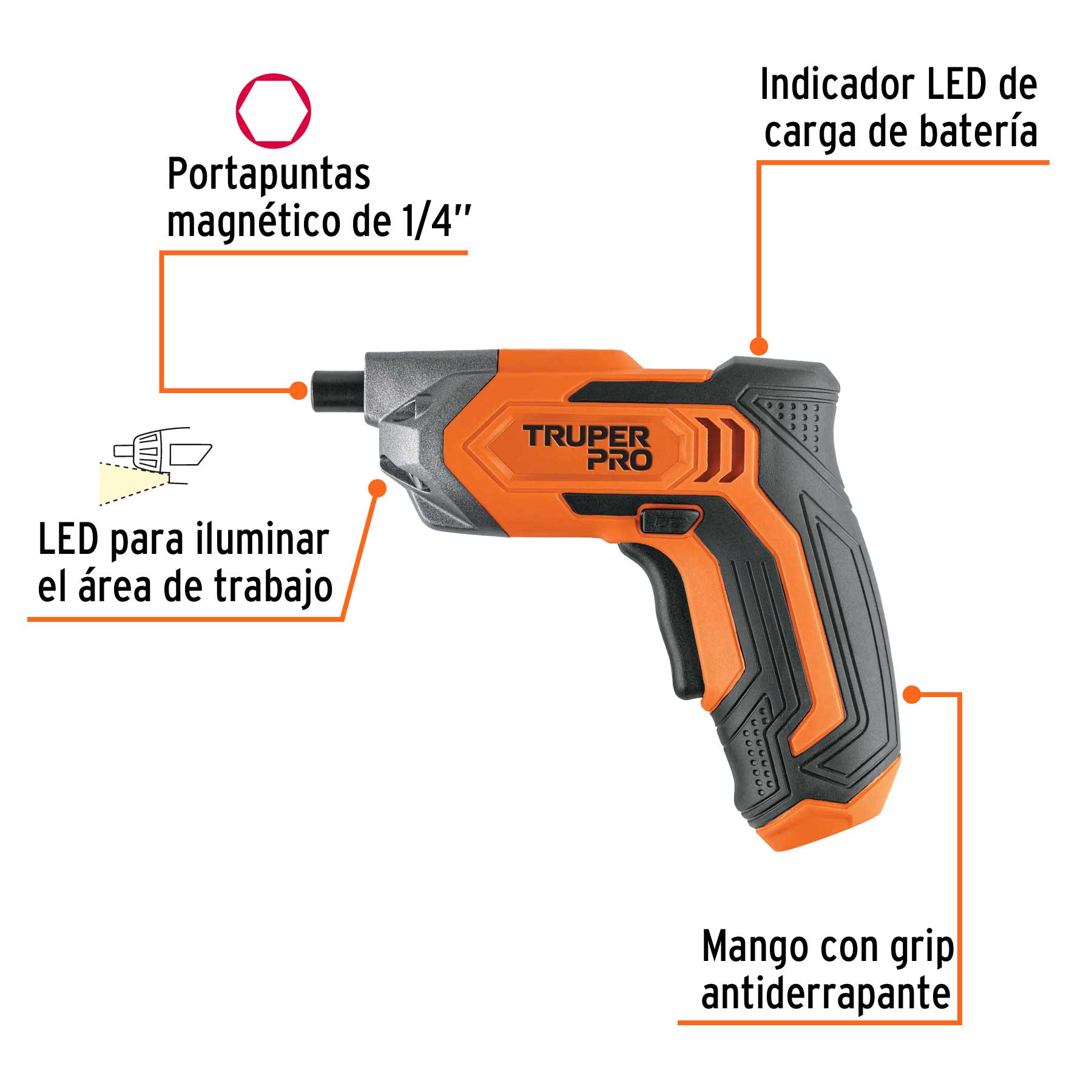 Destornillador inalámbrico, batería Ión Litio 3.6 V