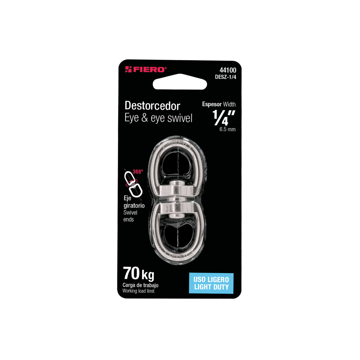 Destorcedor de zinc, para cable de 1/4"