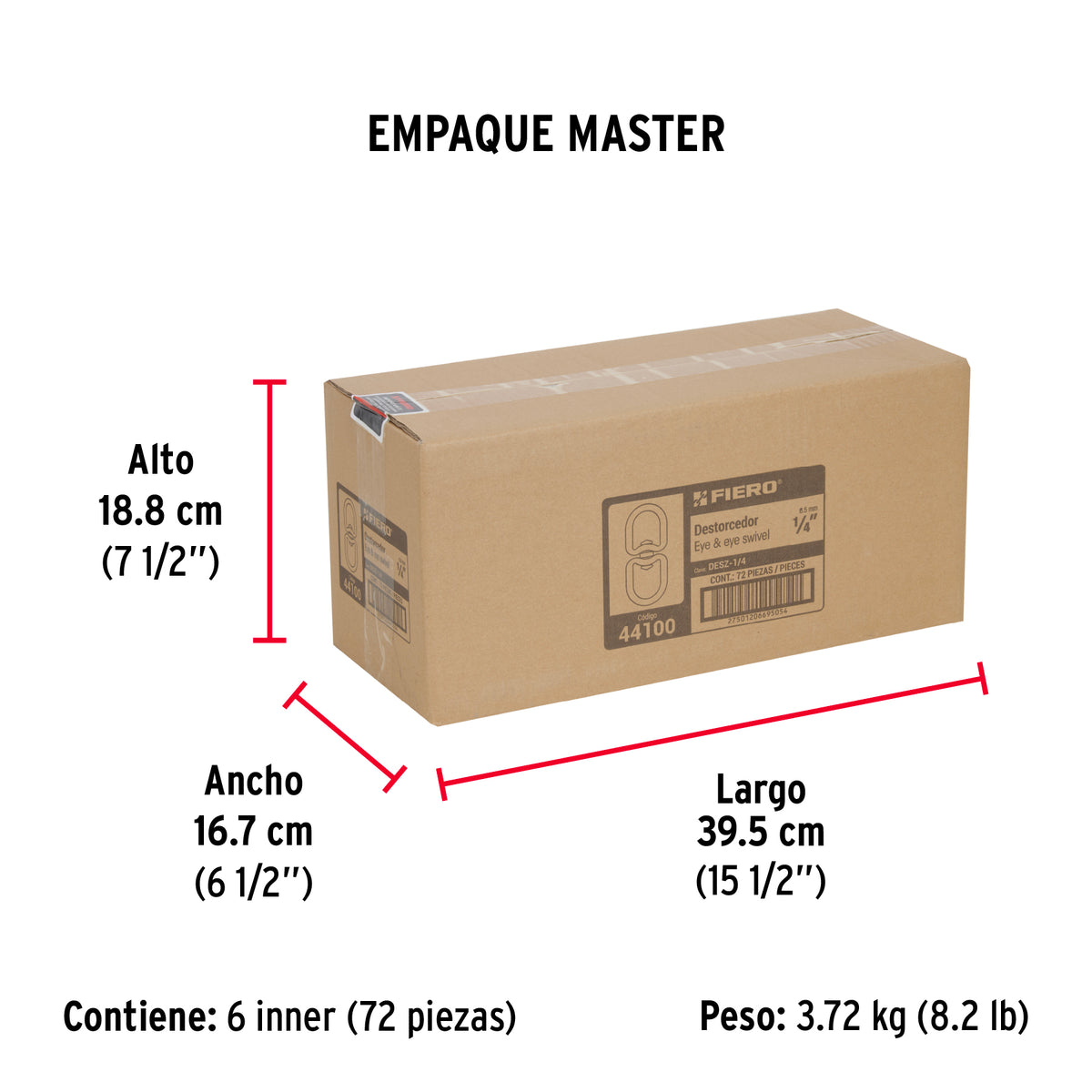 Destorcedor de zinc, para cable de 1/4"