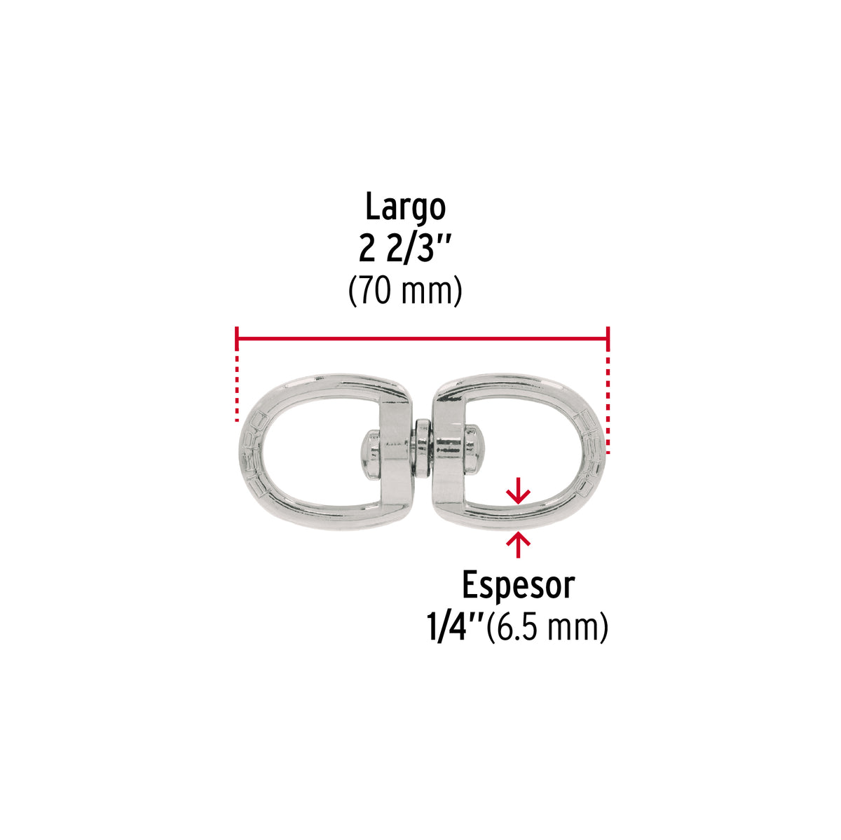 Destorcedor de zinc, para cable de 1/4"