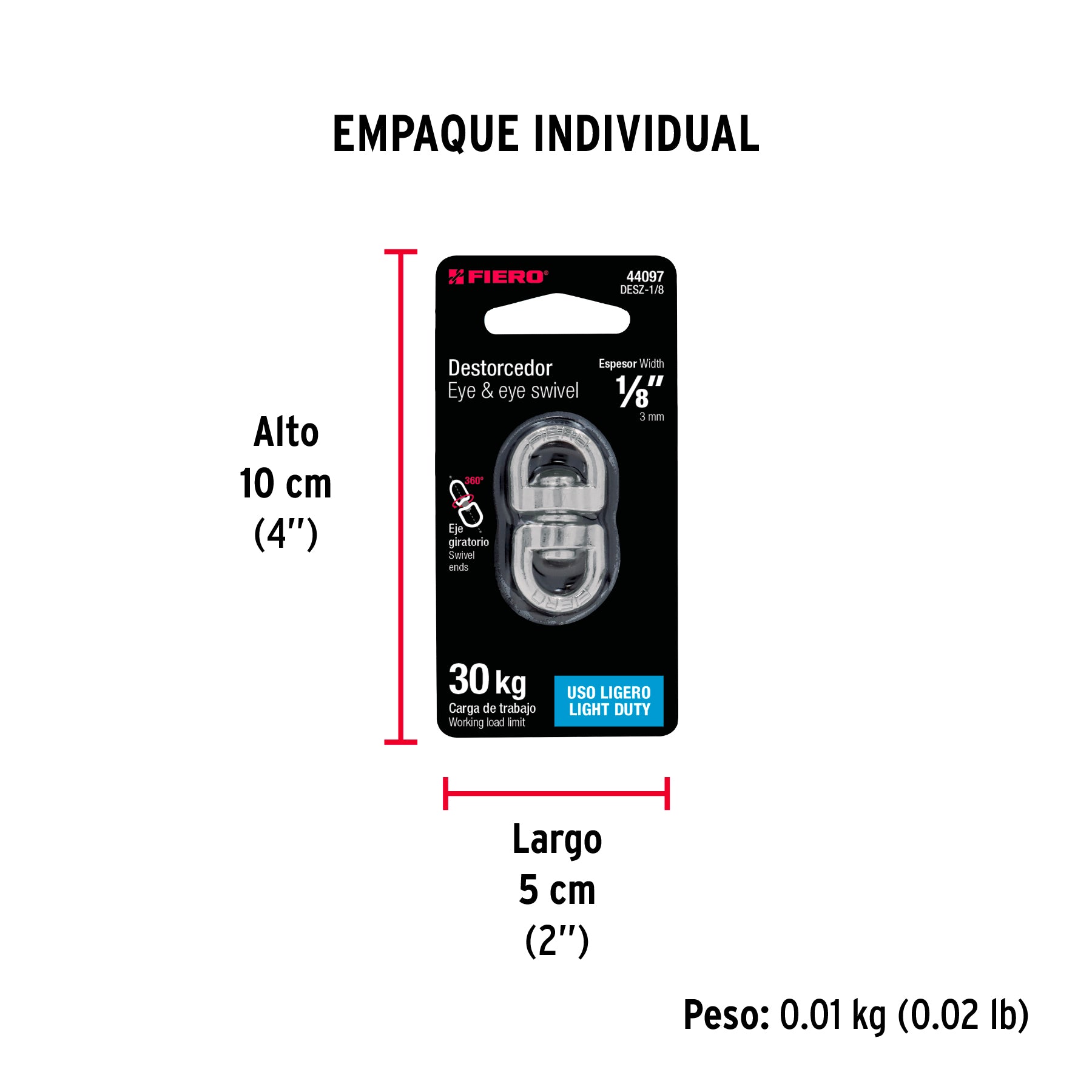 Destorcedor de zinc, para cable de 1/8"