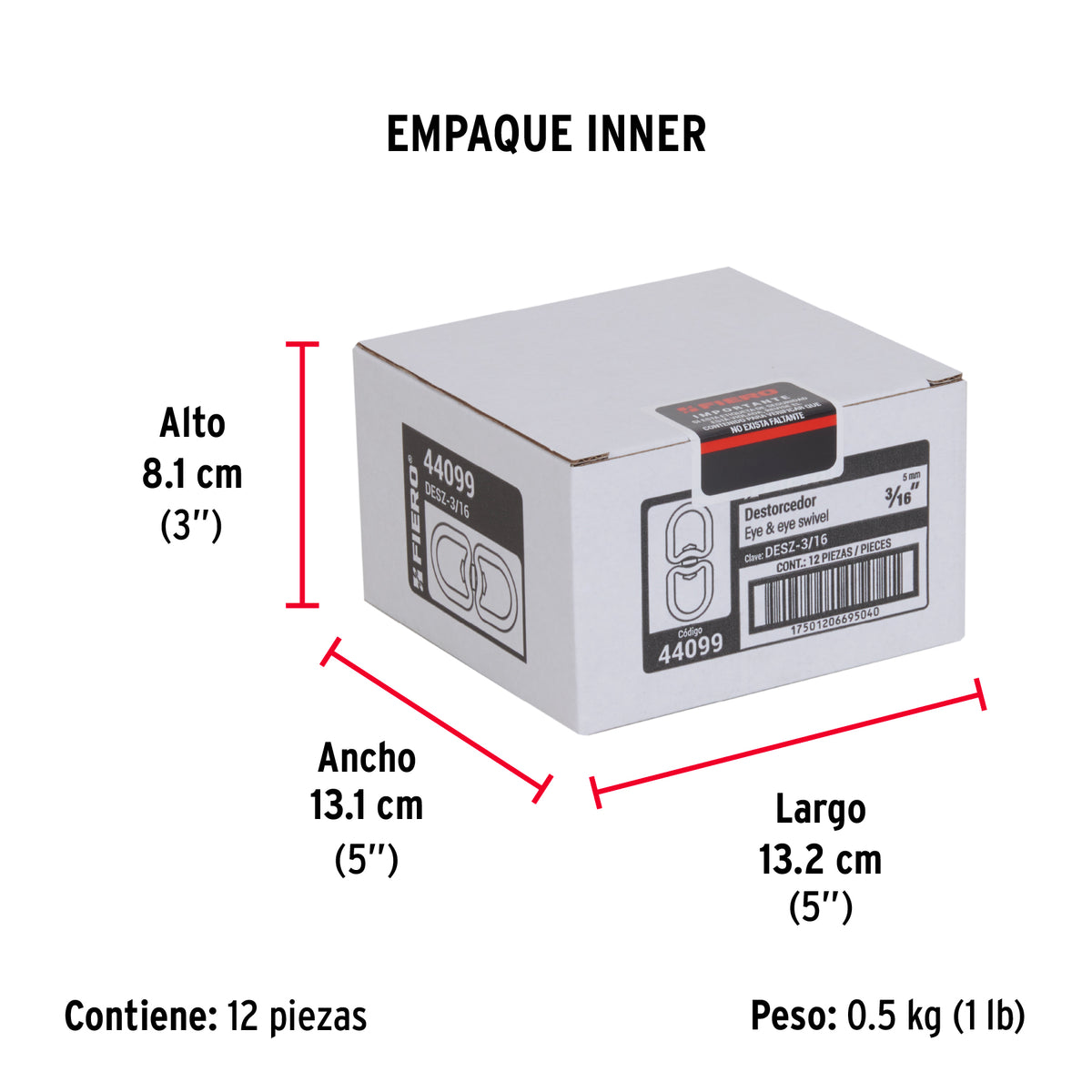 Destorcedor de zinc, para cable de 3/16"