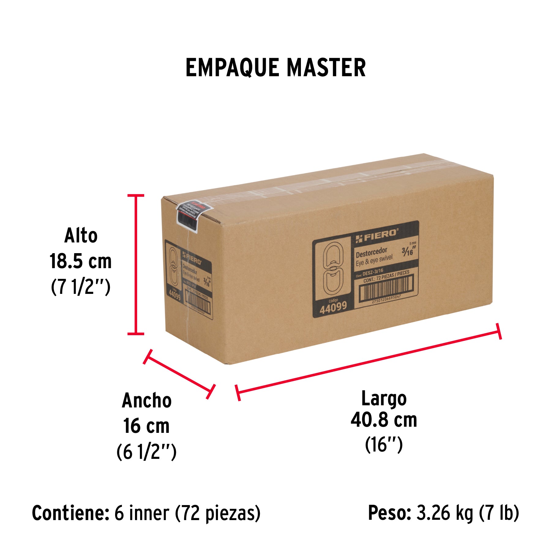 Destorcedor de zinc, para cable de 3/16"