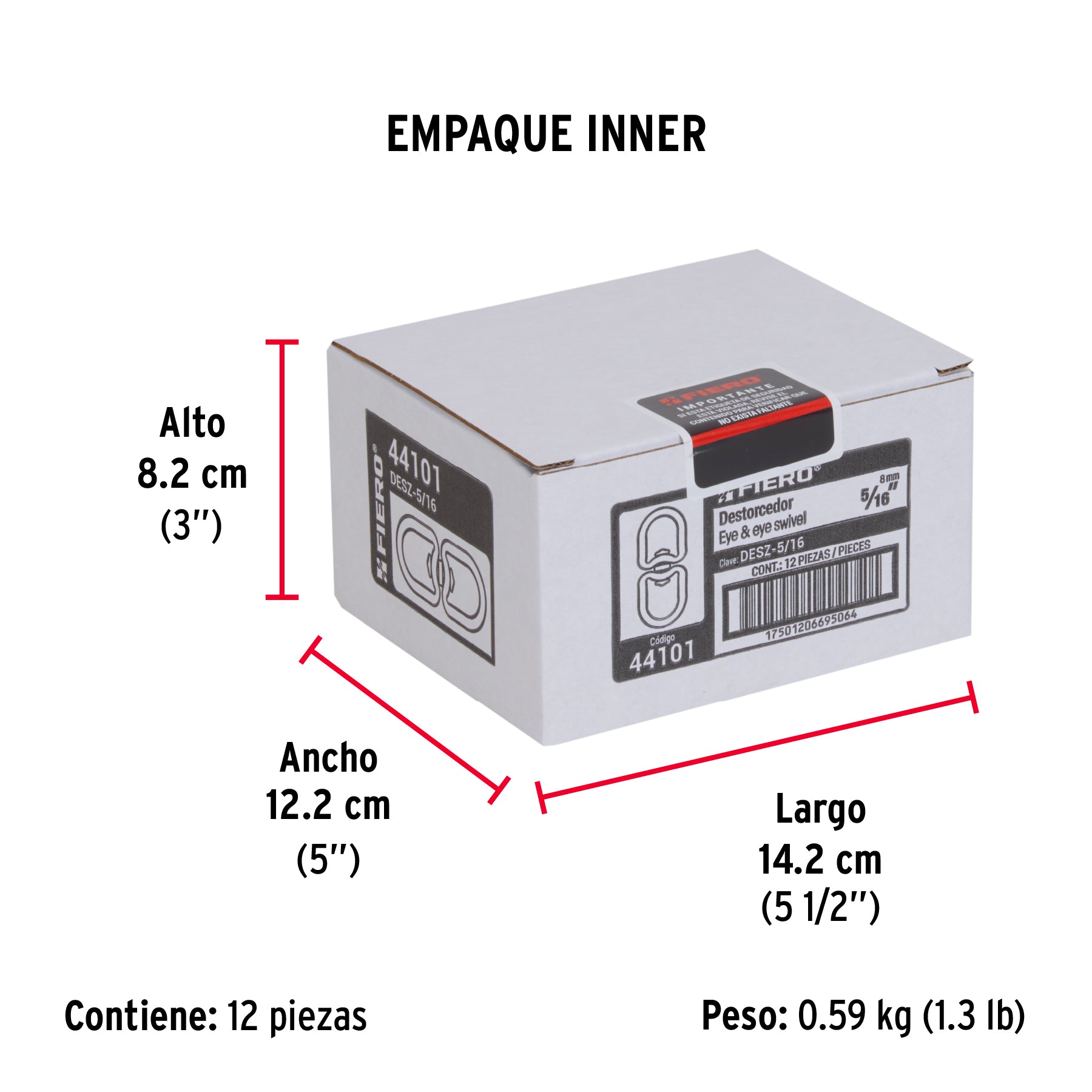 Destorcedor de zinc, para cable de 5/16"