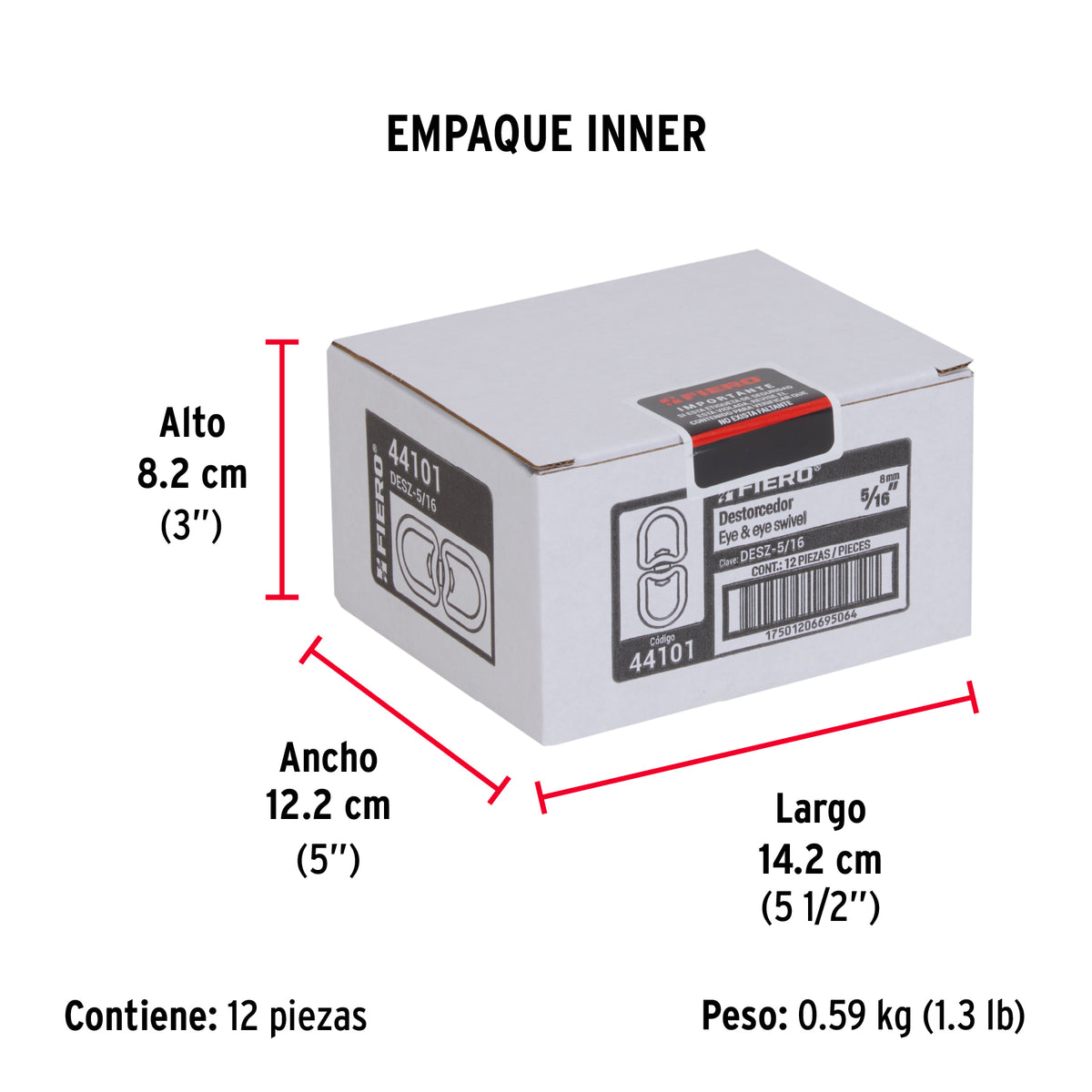 Destorcedor de zinc, para cable de 5/16"