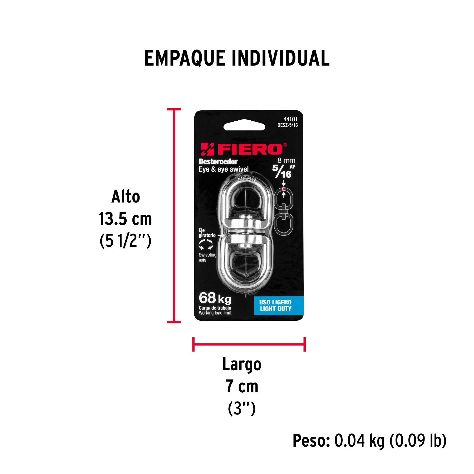 Destorcedor de zinc, para cable de 5/16"