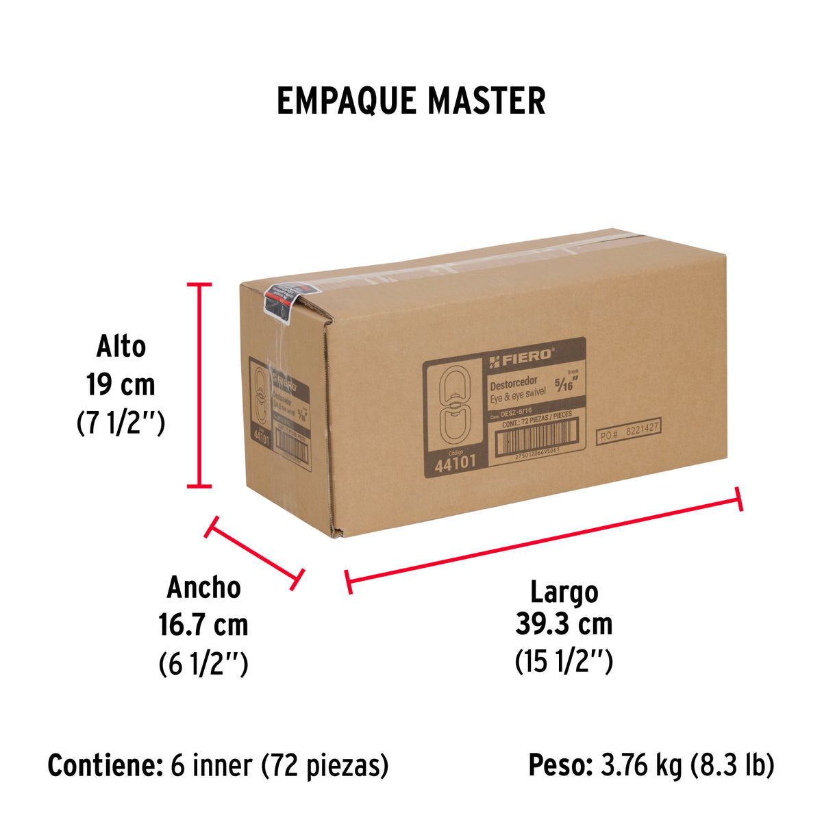Destorcedor de zinc, para cable de 5/16"