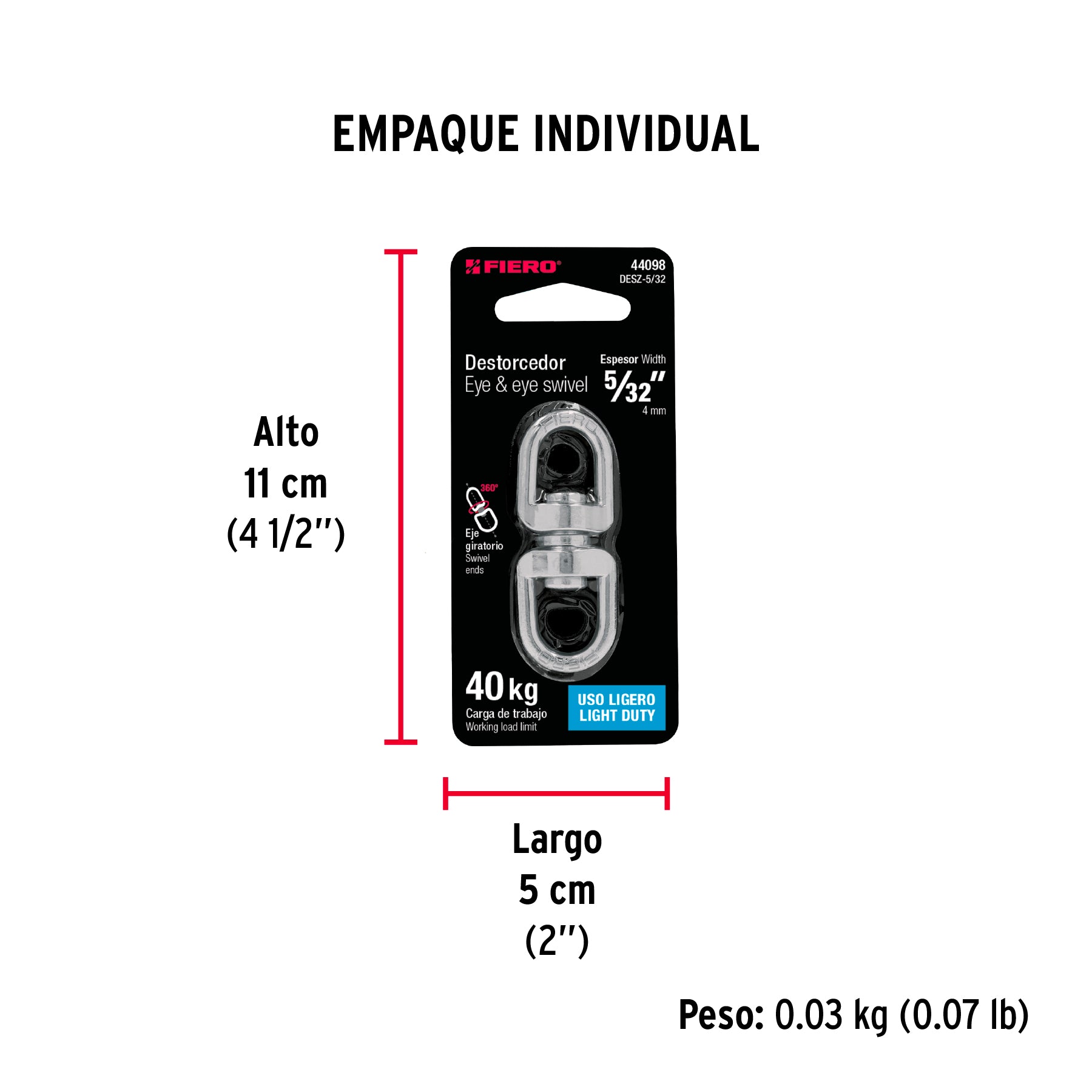 Destorcedor de zinc, para cable de 5/32"
