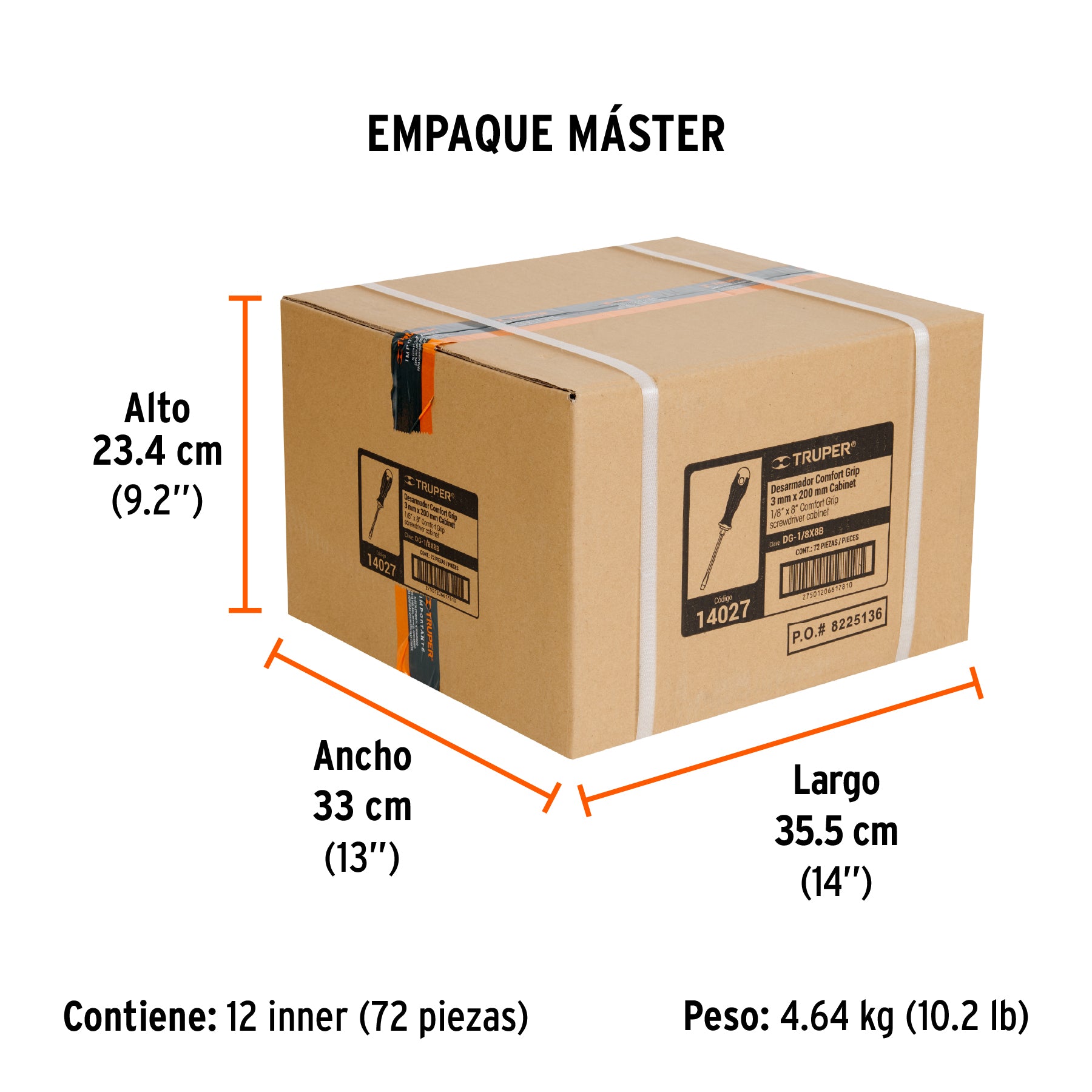 Desarmador cabinet 1/8x8" mango comfort grip