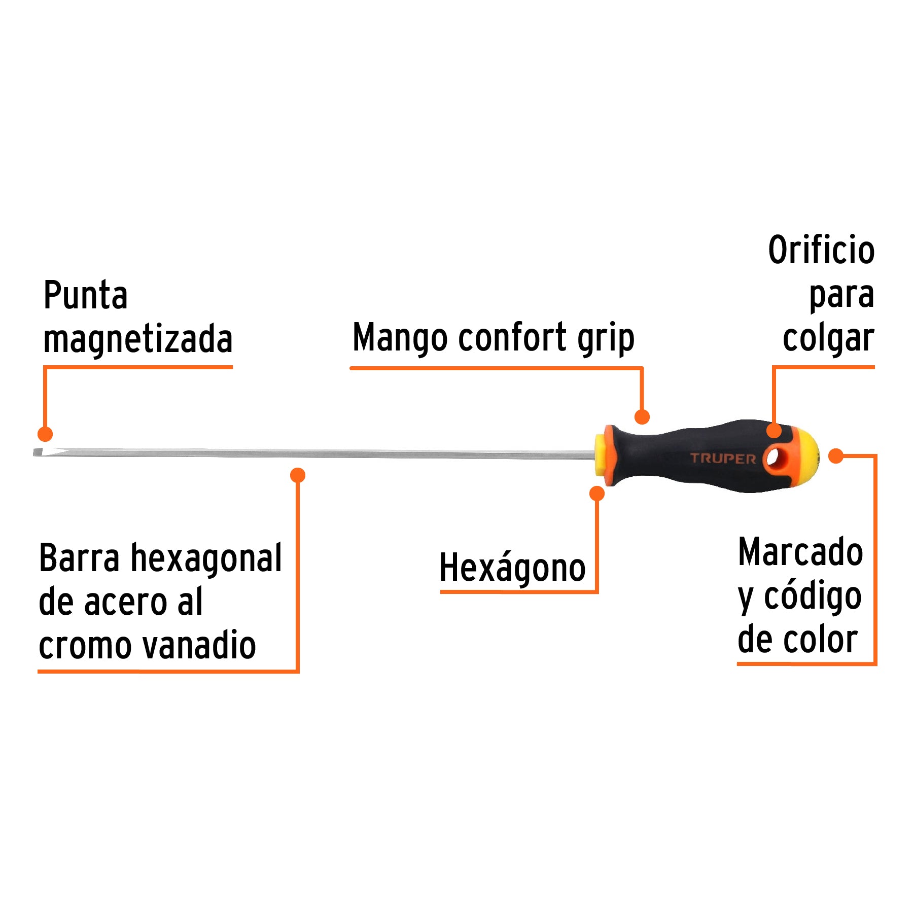 Desarmador cabinet 1/8x8" mango comfort grip