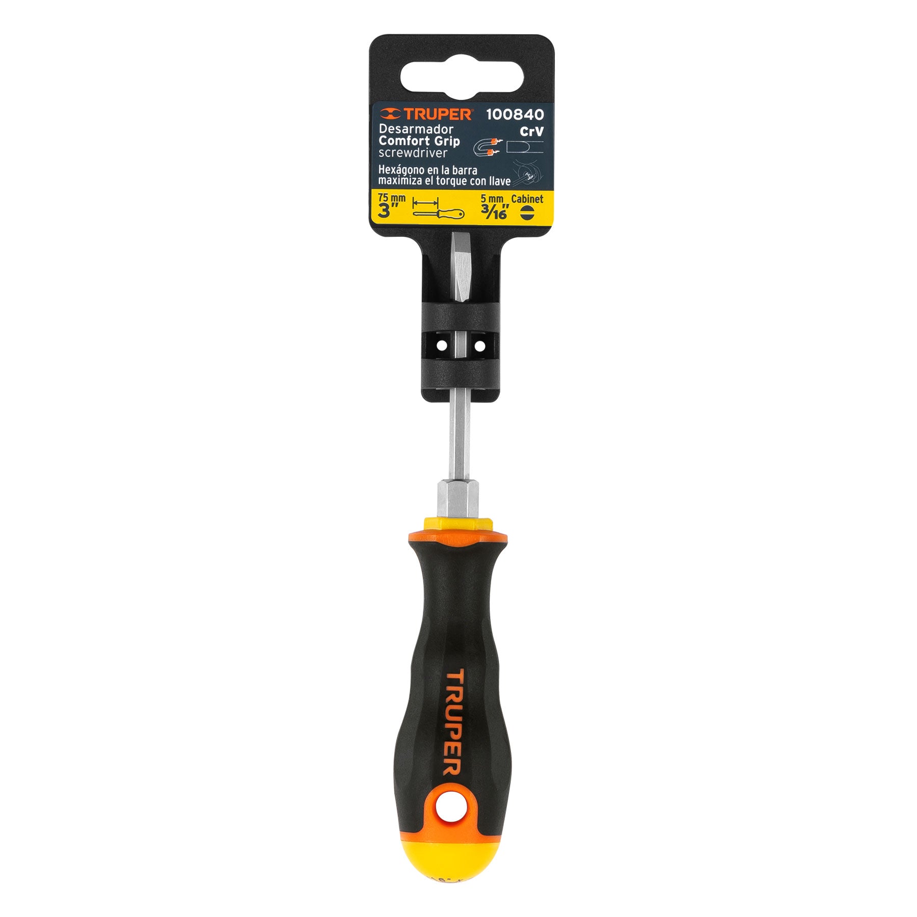 Desarmador cabinet 3/16x4" mango comfort grip