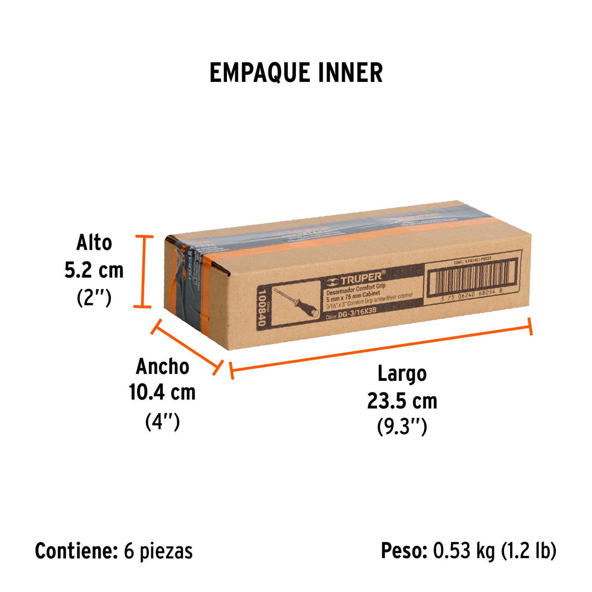 DESARMADOR DE CABINET MANGO COMFORT GRIP 3/16"X3"