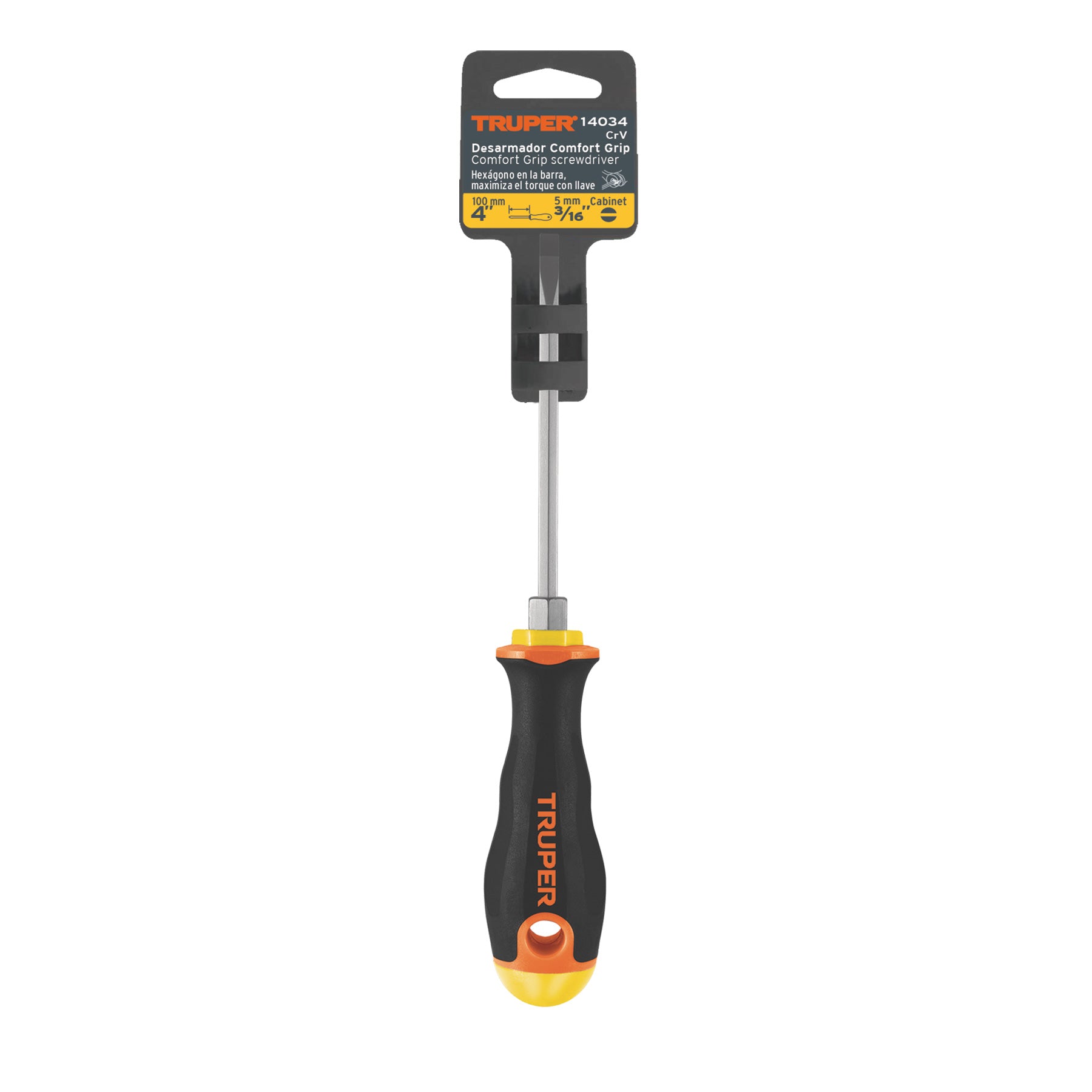 Desarmador cabinet 3/16x4" mango comfort grip