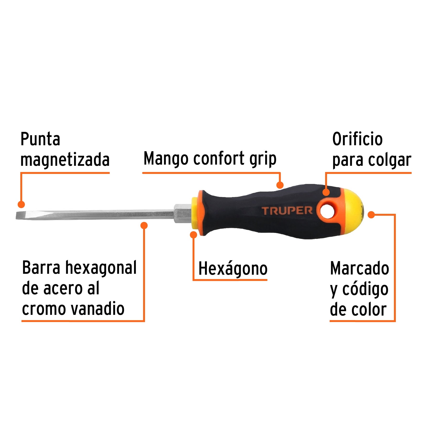Desarmador cabinet 3/16x4" mango comfort grip