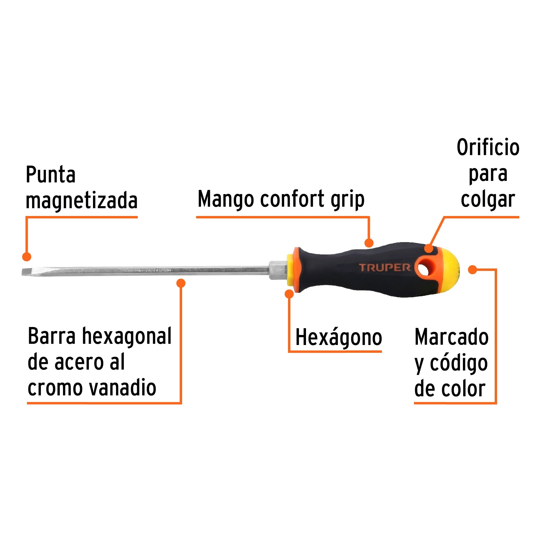 Desarmador cabinet 3/16x6" mango comfort grip
