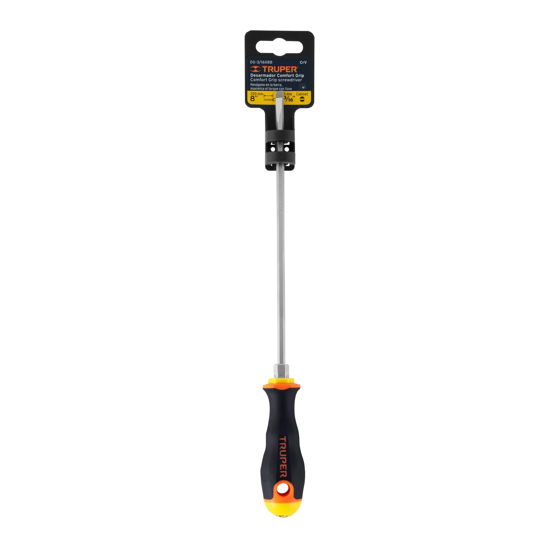 Desarmador cabinet 3/16x8" mango comfort grip