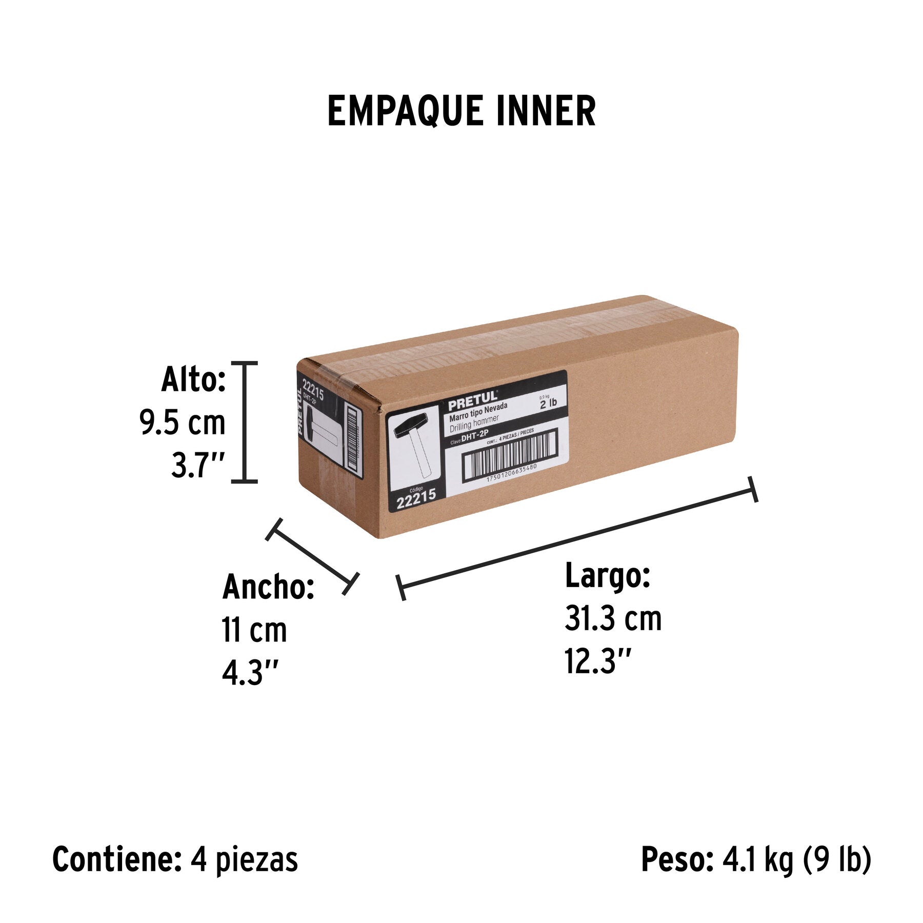 Marro tipo Nevada 2 lbs. mango 10-3/4", Pretul