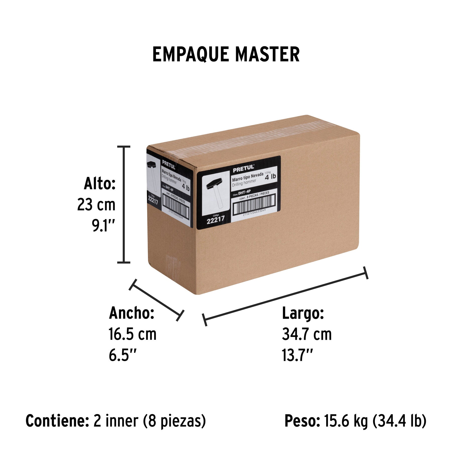 Marro tipo Nevada 4 lbs. mango 10-3/4", Pretul