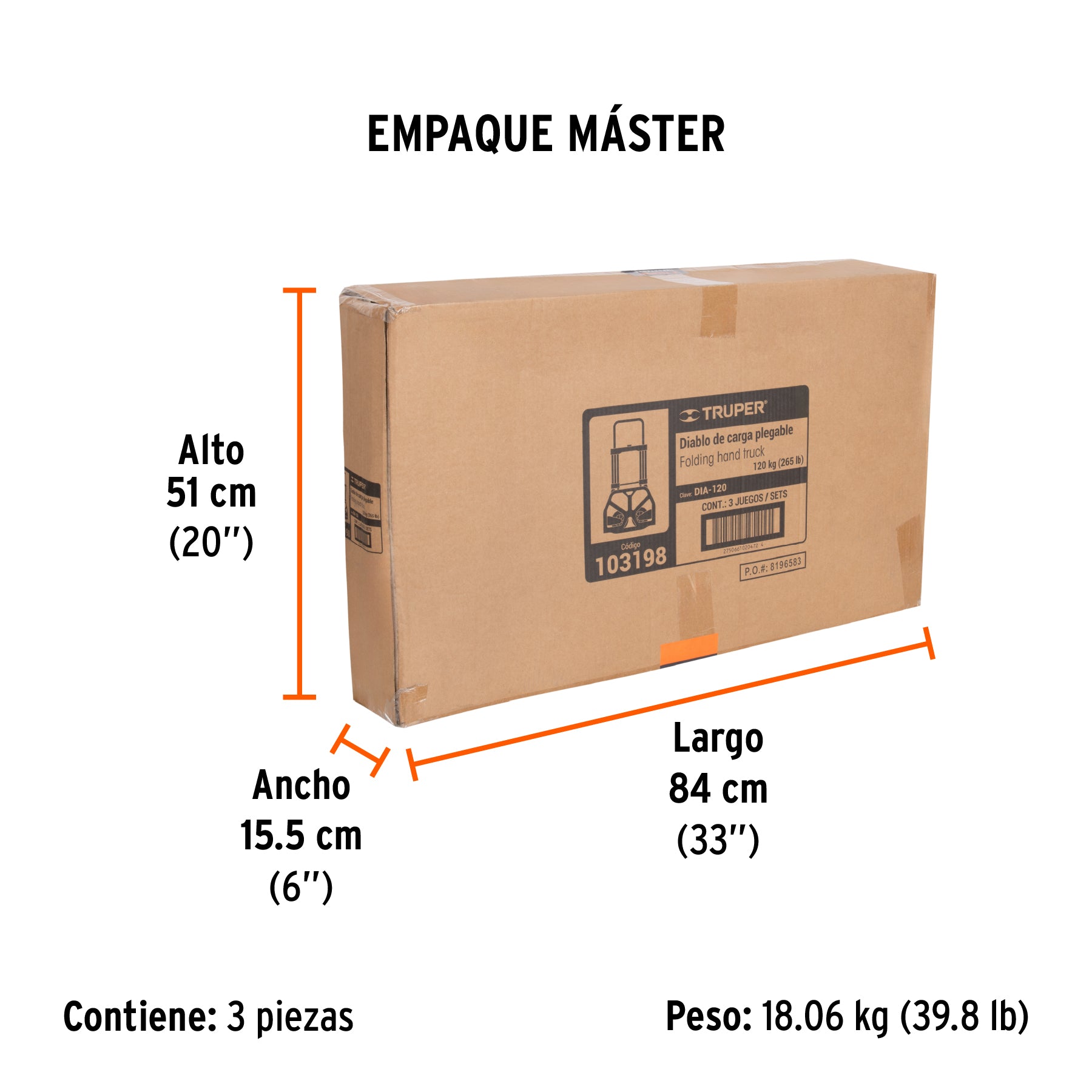 Diablo de carga, plegable, 120 kg, Truper