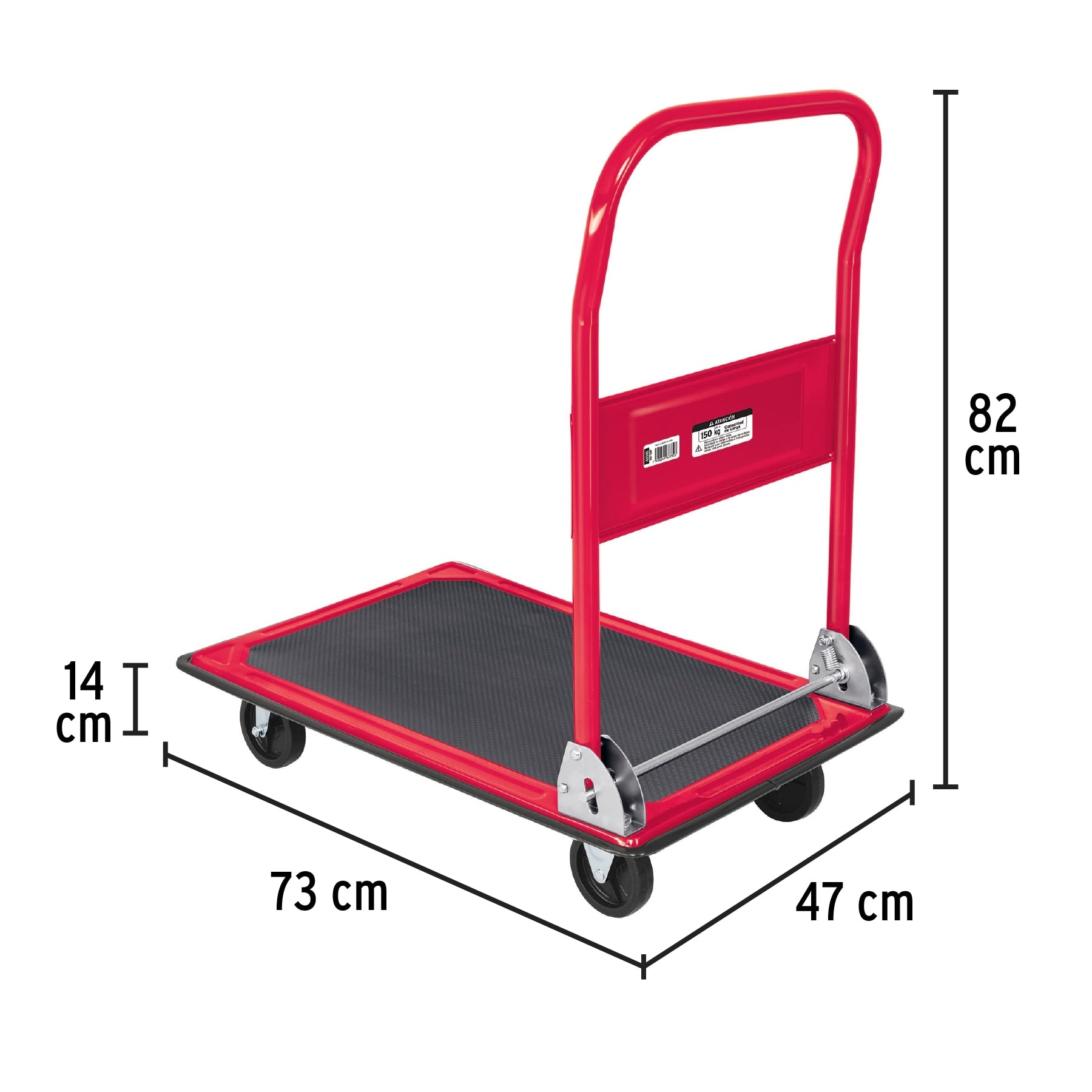 Carro carga plegable plataforma, 150 kg