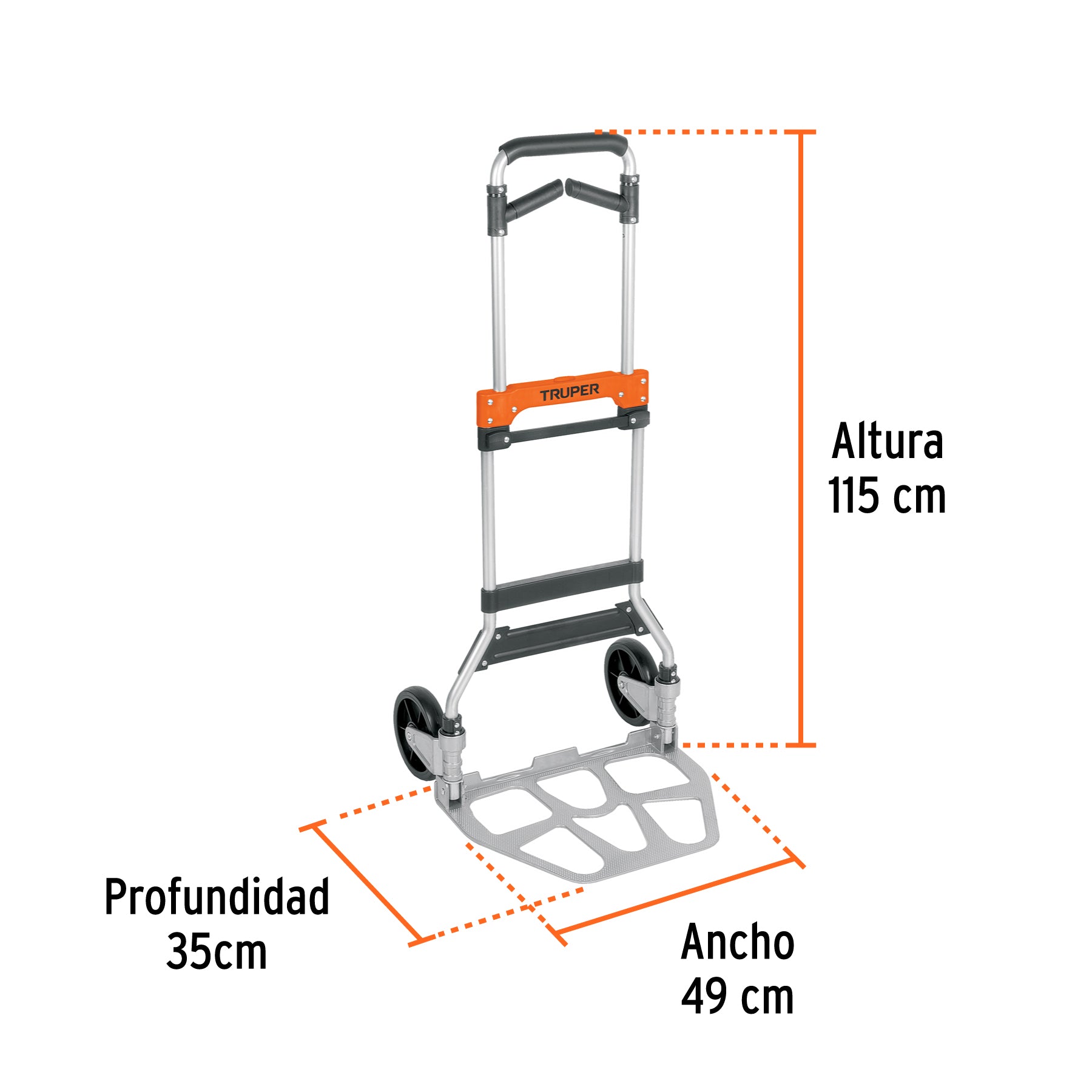 Diablo de carga, plegable, mango abatible, 170 kg, Truper
