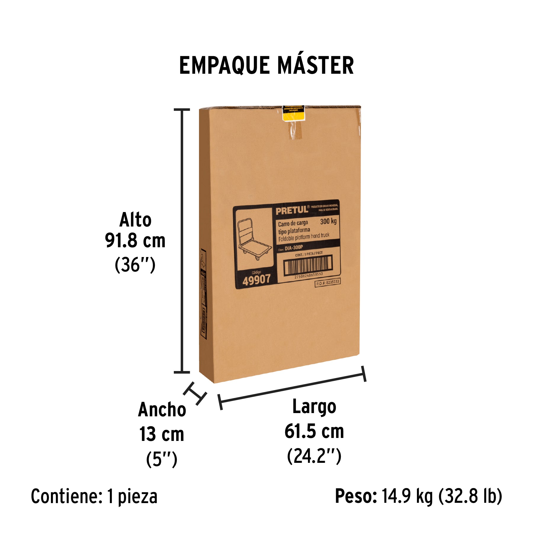 Carro de carga plegable tipo plataforma 300 kg