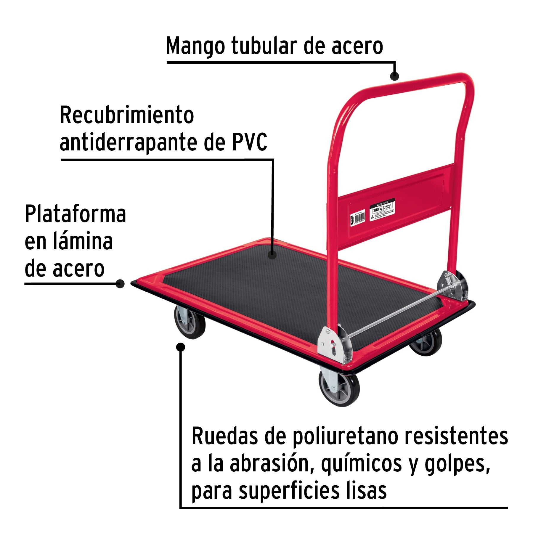Carro de carga plegable tipo plataforma 300 kg