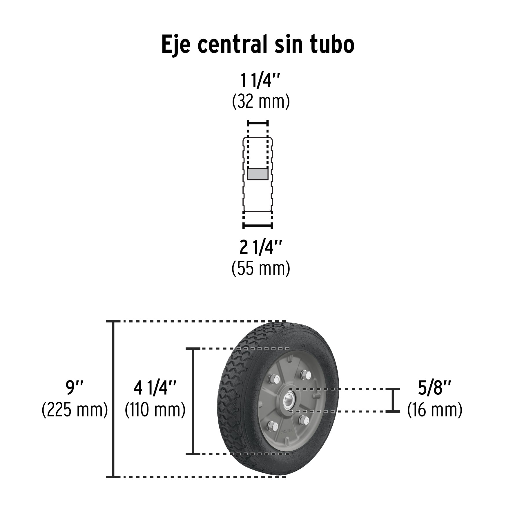 Diablo de carga de 450 kg, ruedas sólidas, doble balero