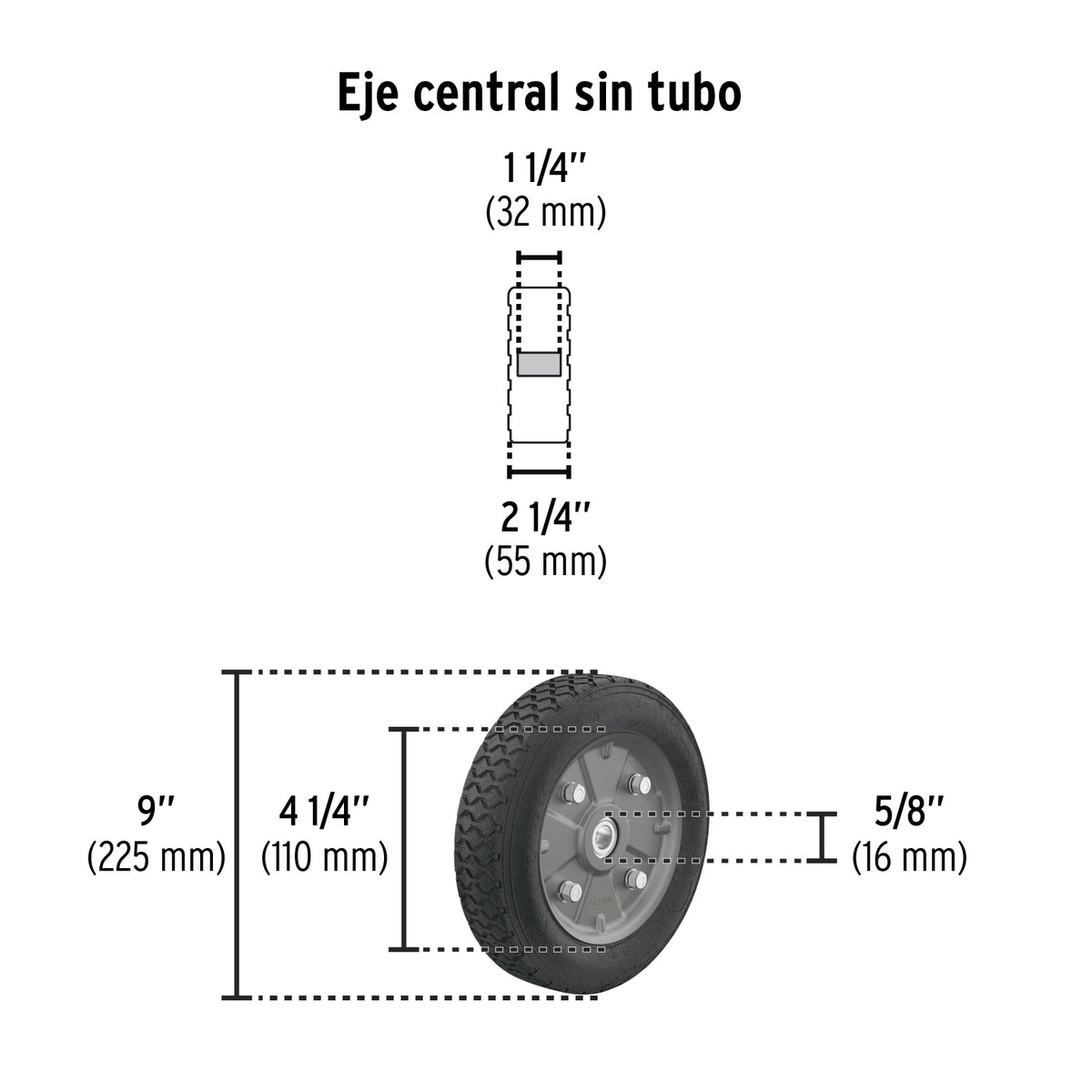 Diablo de carga de 450 kg, ruedas sólidas, doble balero