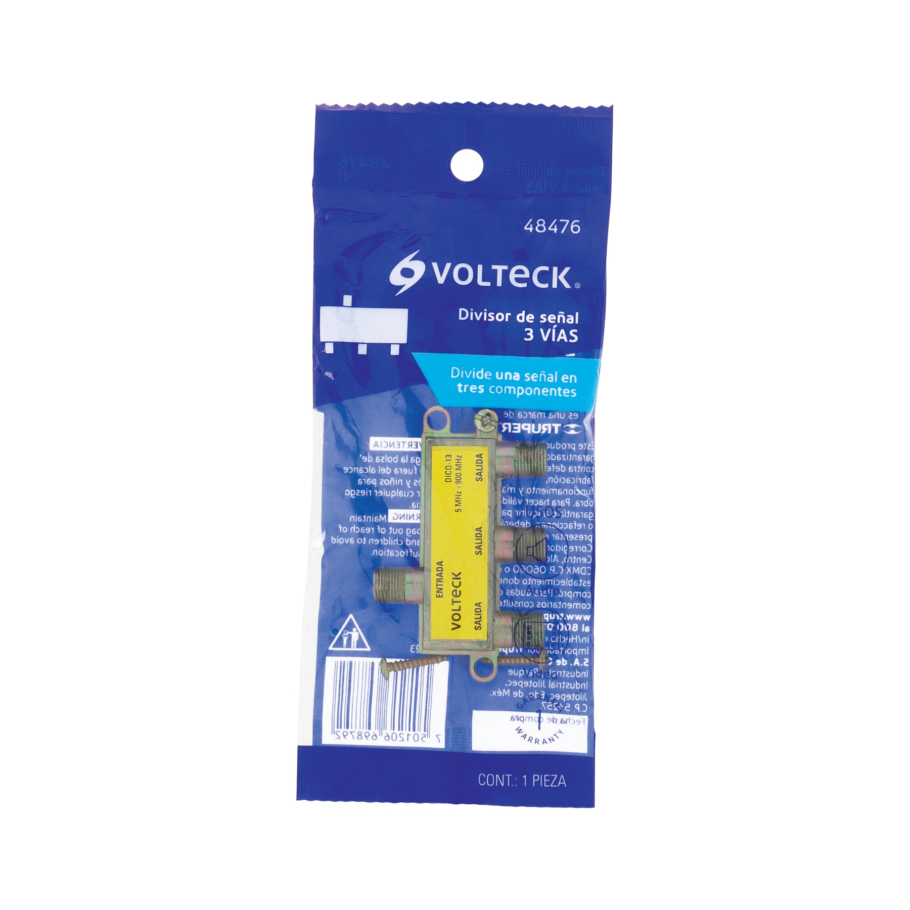 Divisor coaxial de 1 entrada y 3 salidas