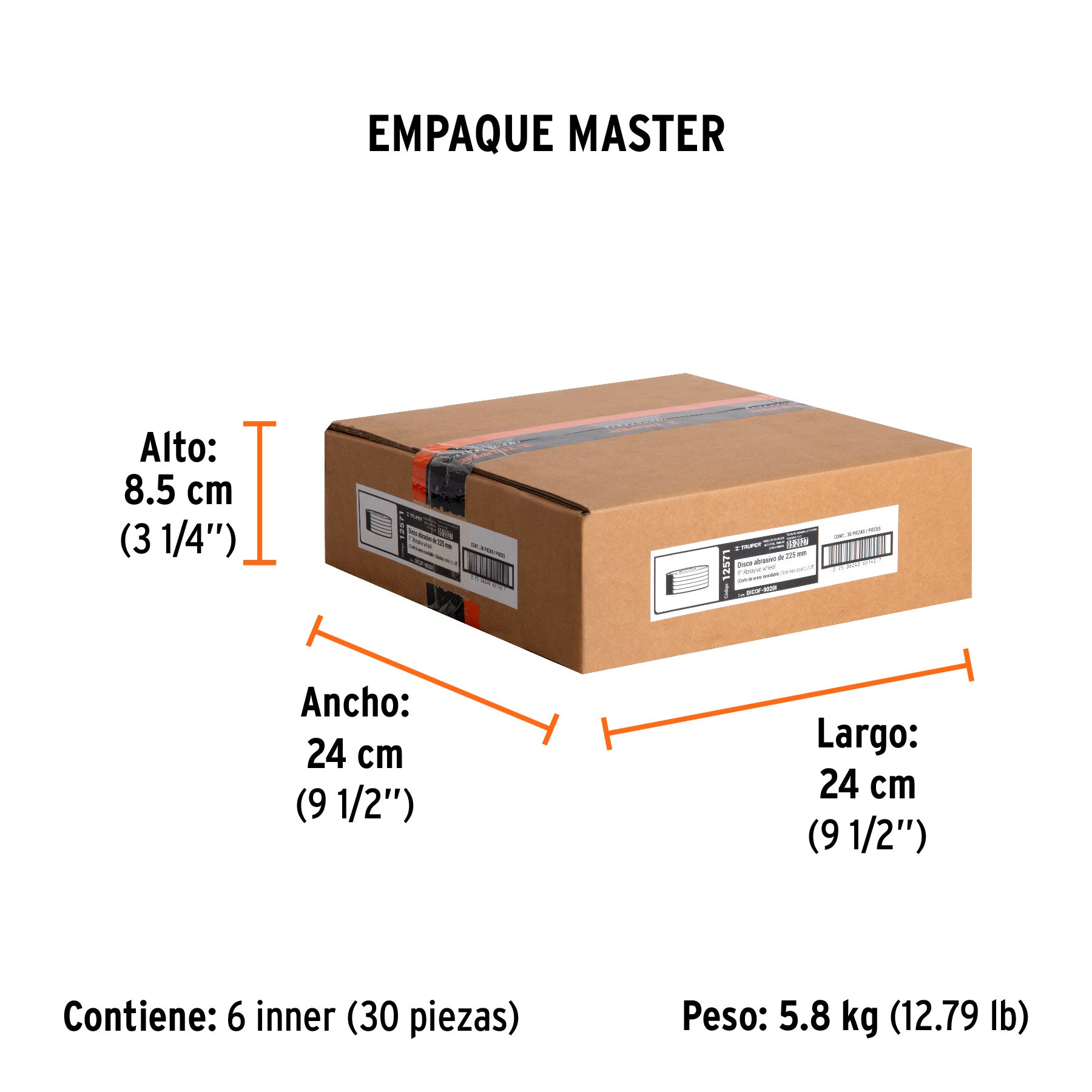 Disco p/corte acero inox., T41, diámetro 9", alto rendimient