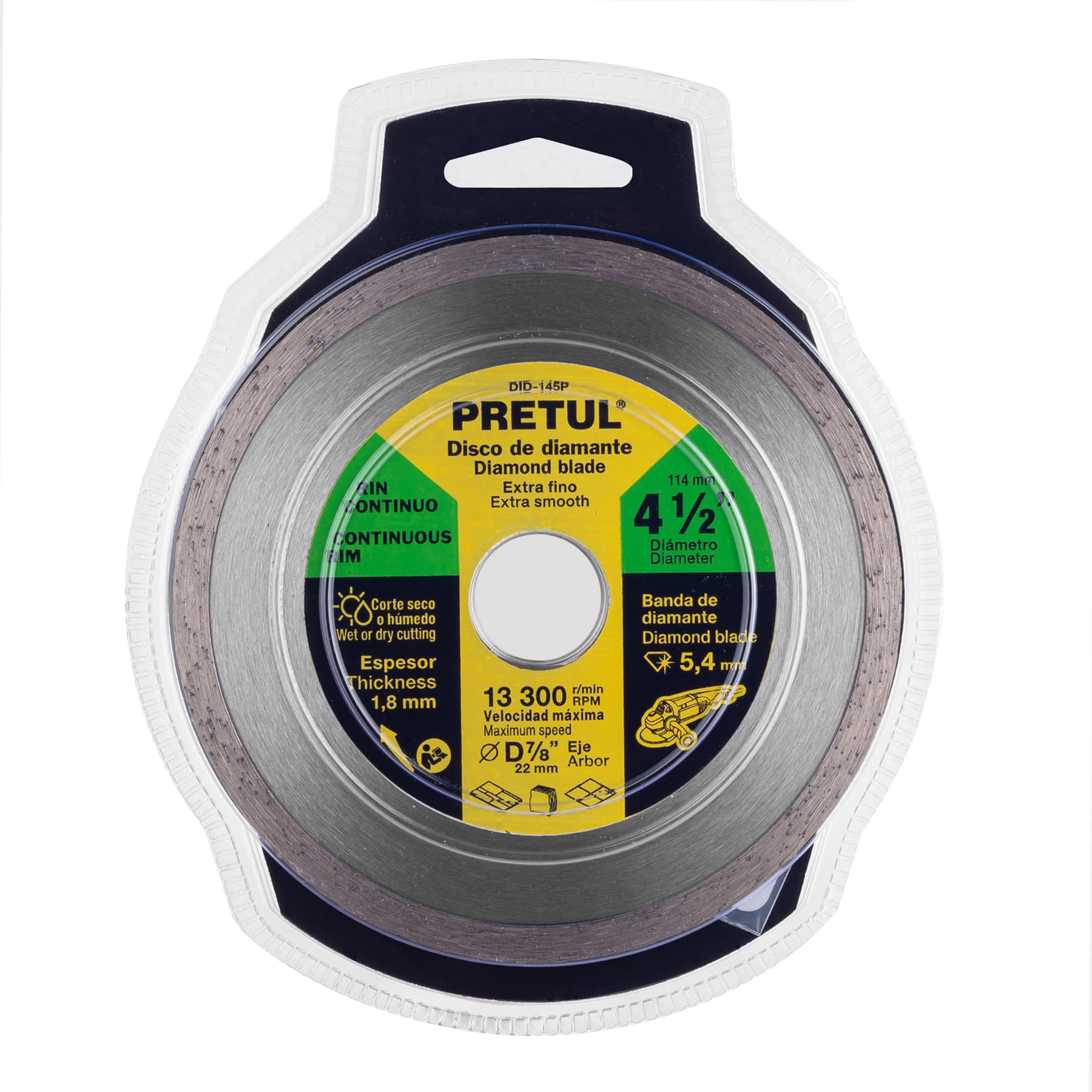 Disco de diamante, rin continuo, 4-1/2", Pretul
