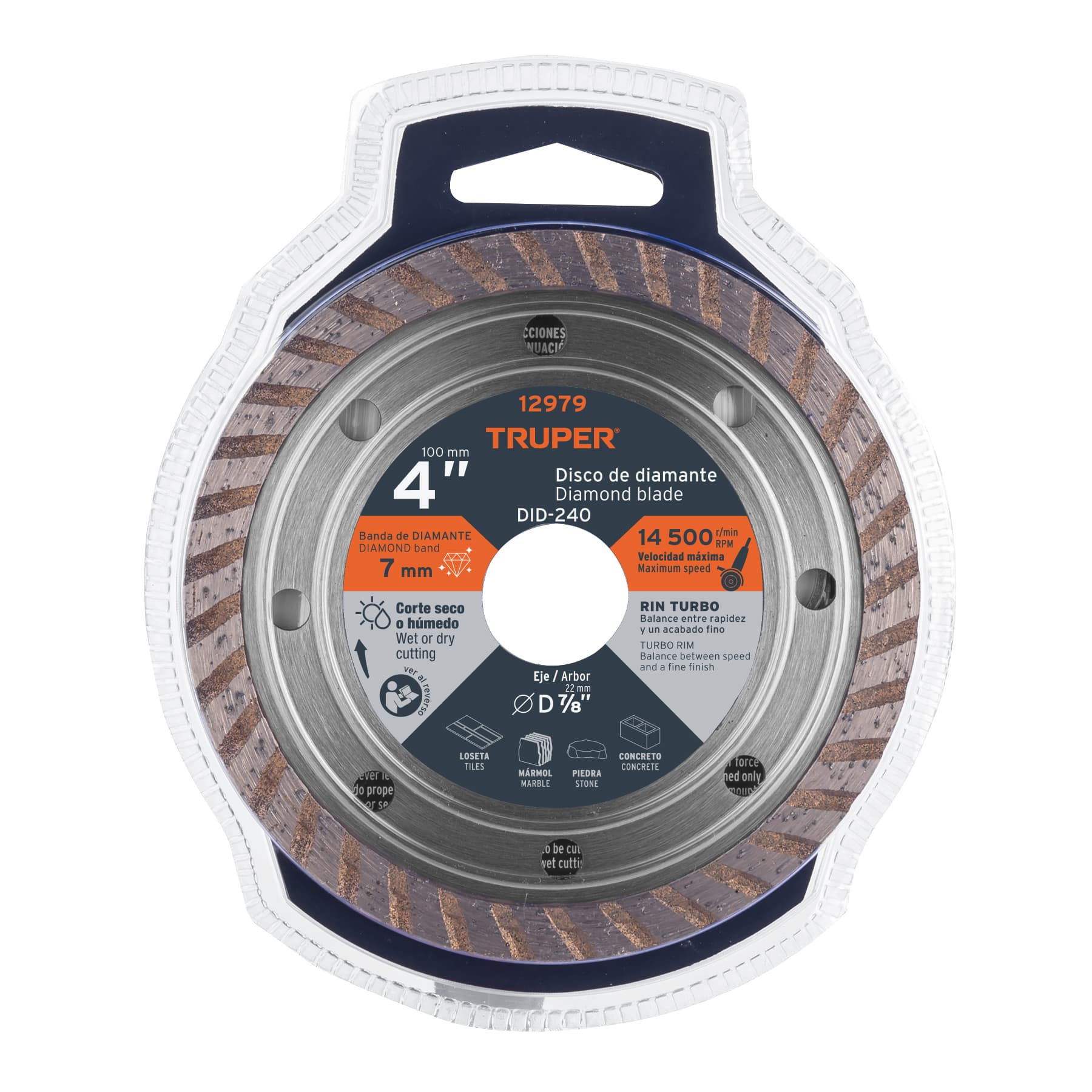 Disco de diamante, rin turbo, 4"