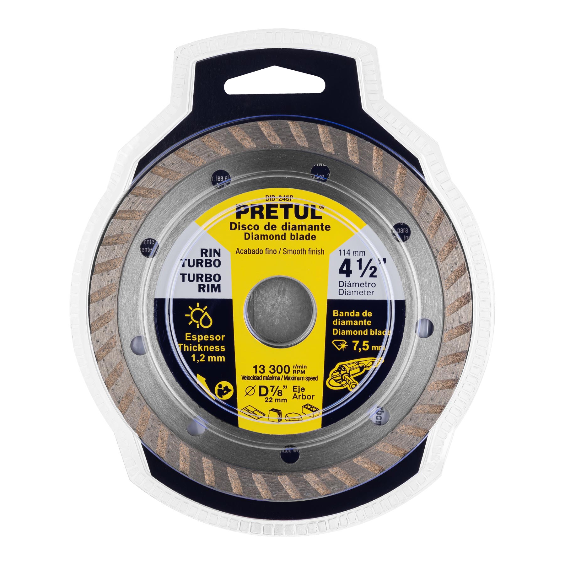 Disco de diamante, rin turbo, 4-1/2", Pretul