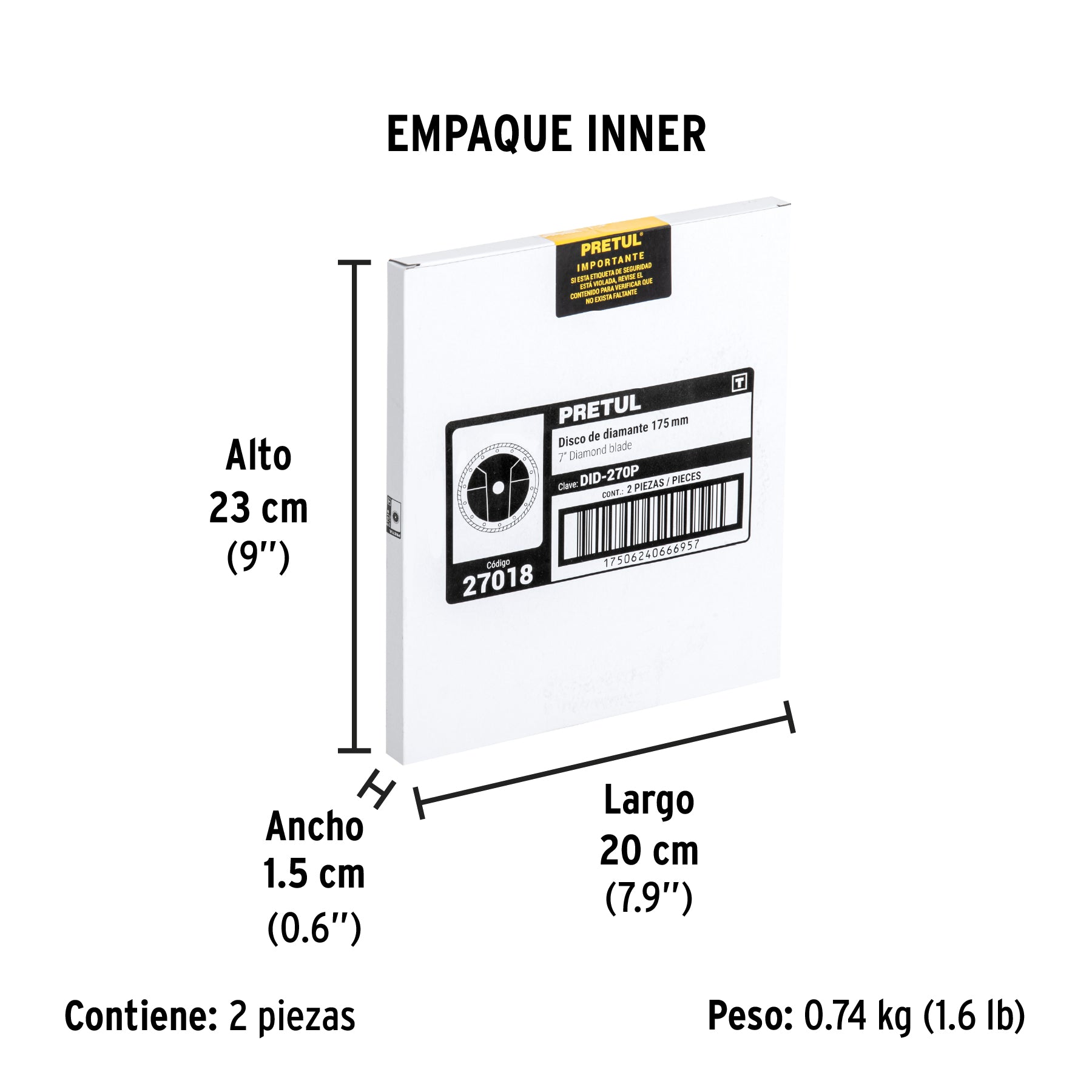 Disco de diamante, rin turbo, 7", Pretul